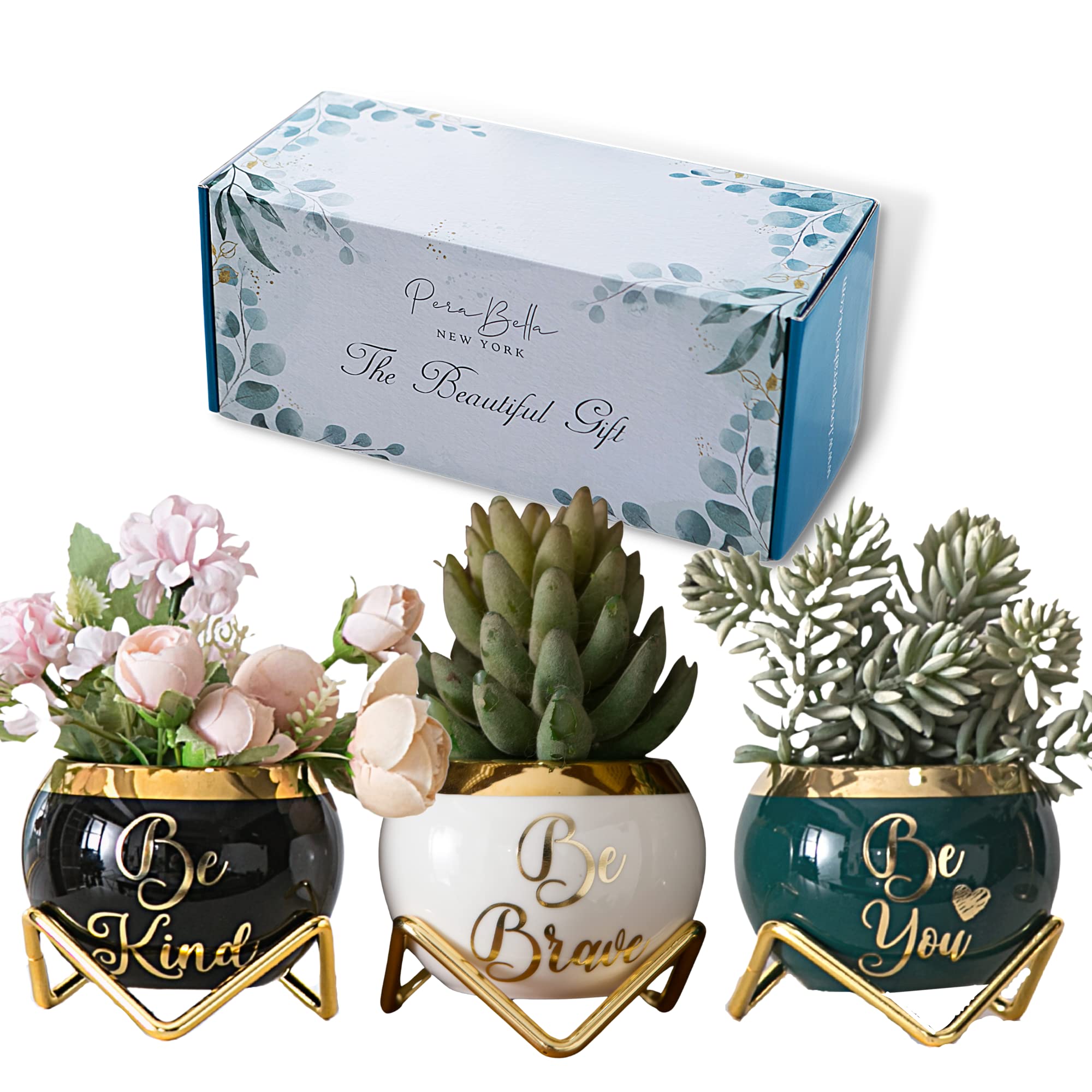 PeraBella Inspirational Gifts for Women - Spiritual Elephant Succulent Planter Set of 3 | Thoughtful Present for Female Friends, Valentine's Day, Wife | Perfect for Home Decor, Office Desk & Meditation Space