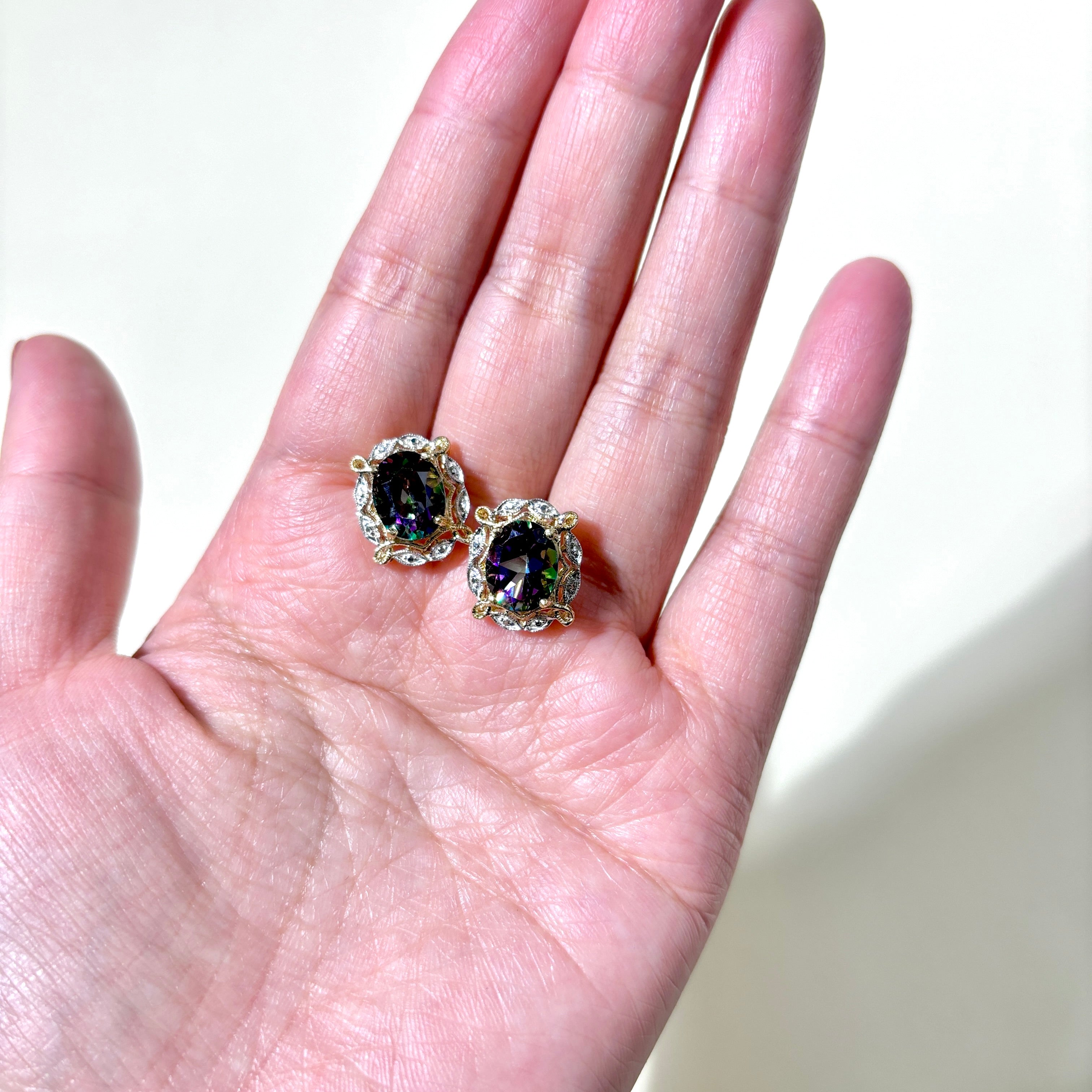 14K Yellow Gold Mystic Topaz Stud Earrings | 6.10ctw | Genuine Gemstone Jewelry for Women | Elegant Gift for Birthday, Anniversary & Special Occasions | Perfect for Parties, Weddings & Evening Events