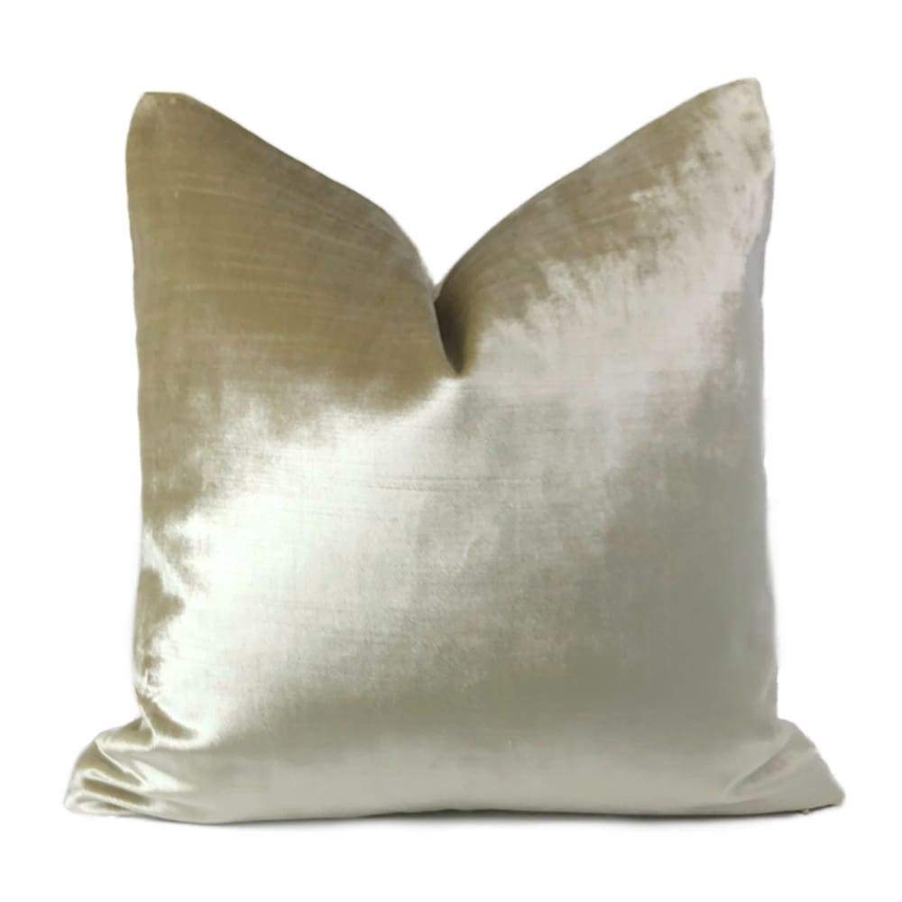 Lumos Oyster Light Cream Beige Velvet Pillow Cover - Soft Luxury Decorative Throw Pillow Case for Sofa, Bed, Couch - Home Decor & Living Room Accessories
