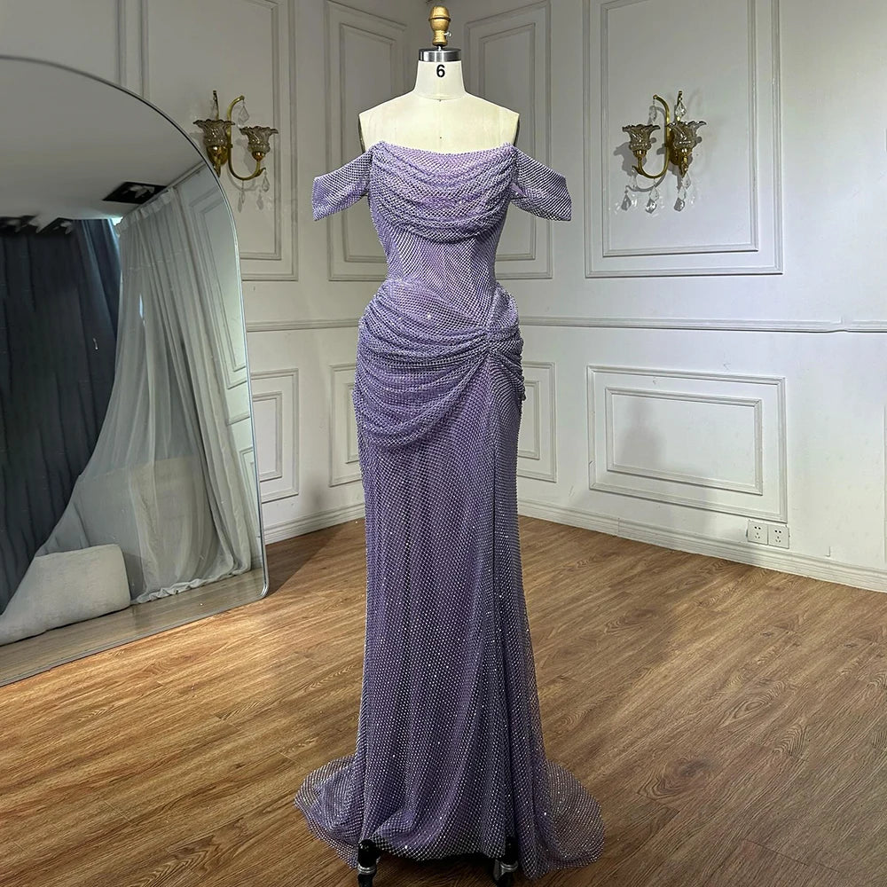 Elegant Purple Evening Dresses Gowns with Sleeveless Tulle for Formal Occasions - Luxury Dubai Style LA72790 | Perfect for Weddings, Galas & Special Events