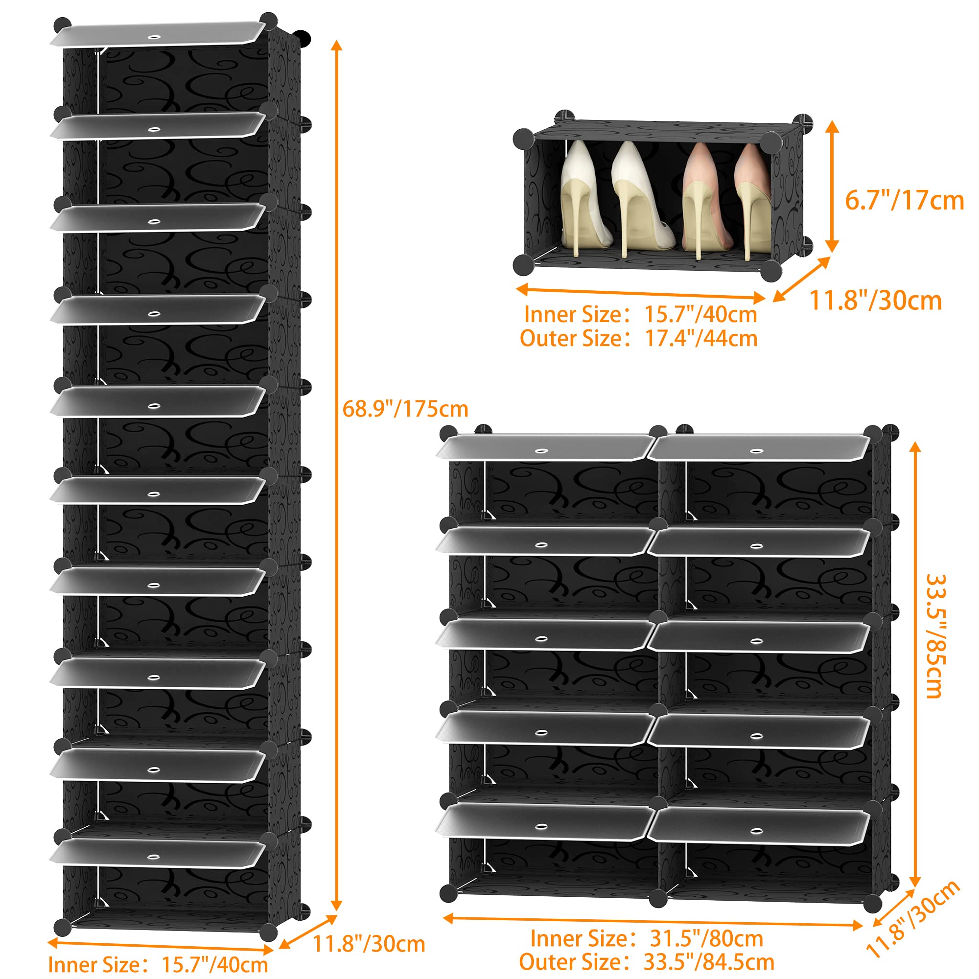 HOMIDEC 10-Tier Shoe Rack Organizer - Space Saving Narrow Shoe Storage Cabinet for 20 Pairs - Perfect for Closet, Entryway, Bedroom & Hallway Organization - Ideal for Small Spaces & Apartment Living