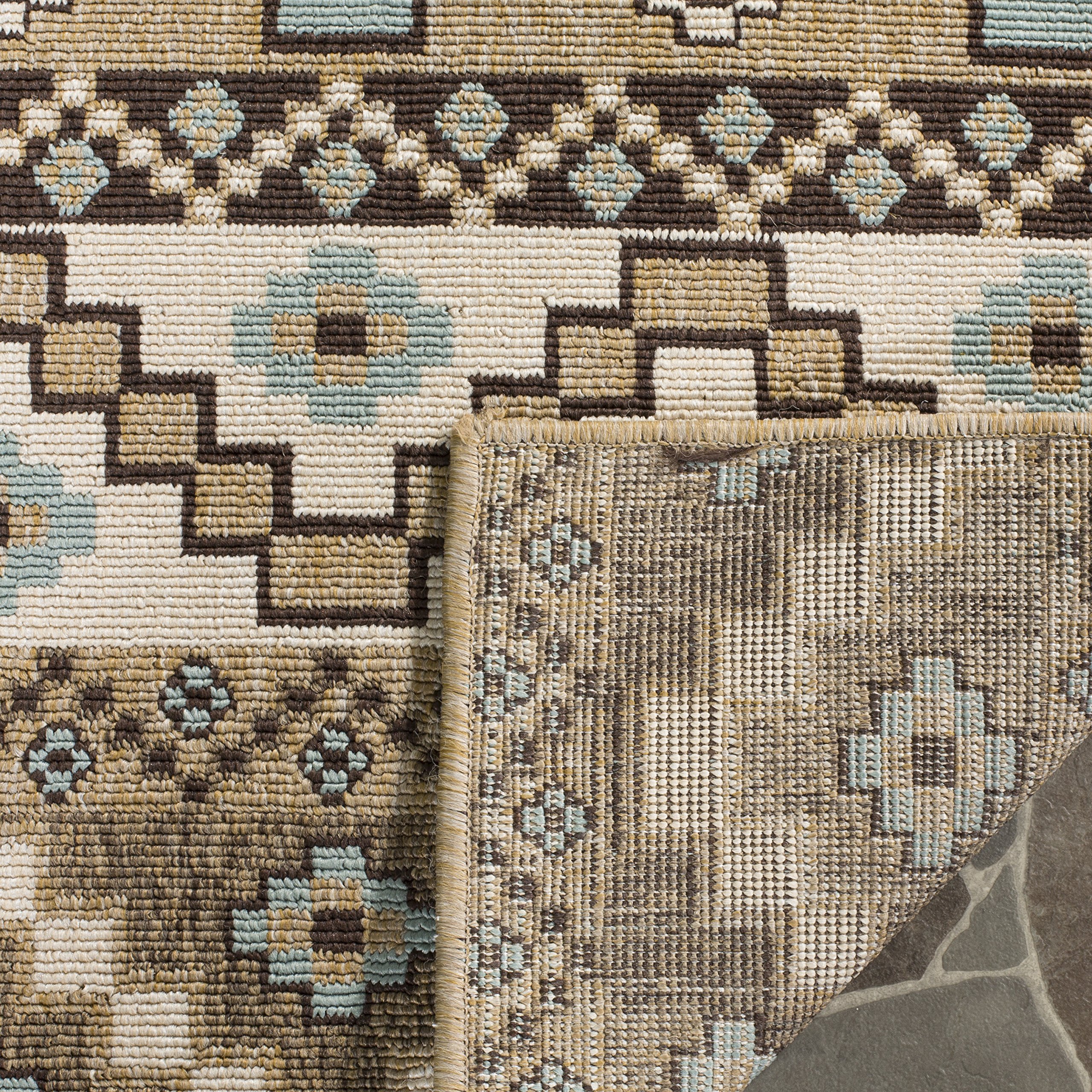 SAFAVIEH Veranda Collection 8' x 11' Boho Chic Area Rug - Cream & Brown Non-Shedding Washable Indoor Outdoor Rug - Perfect for Living Room, Bedroom, Patio & Backyard Decor (VER095-0215)