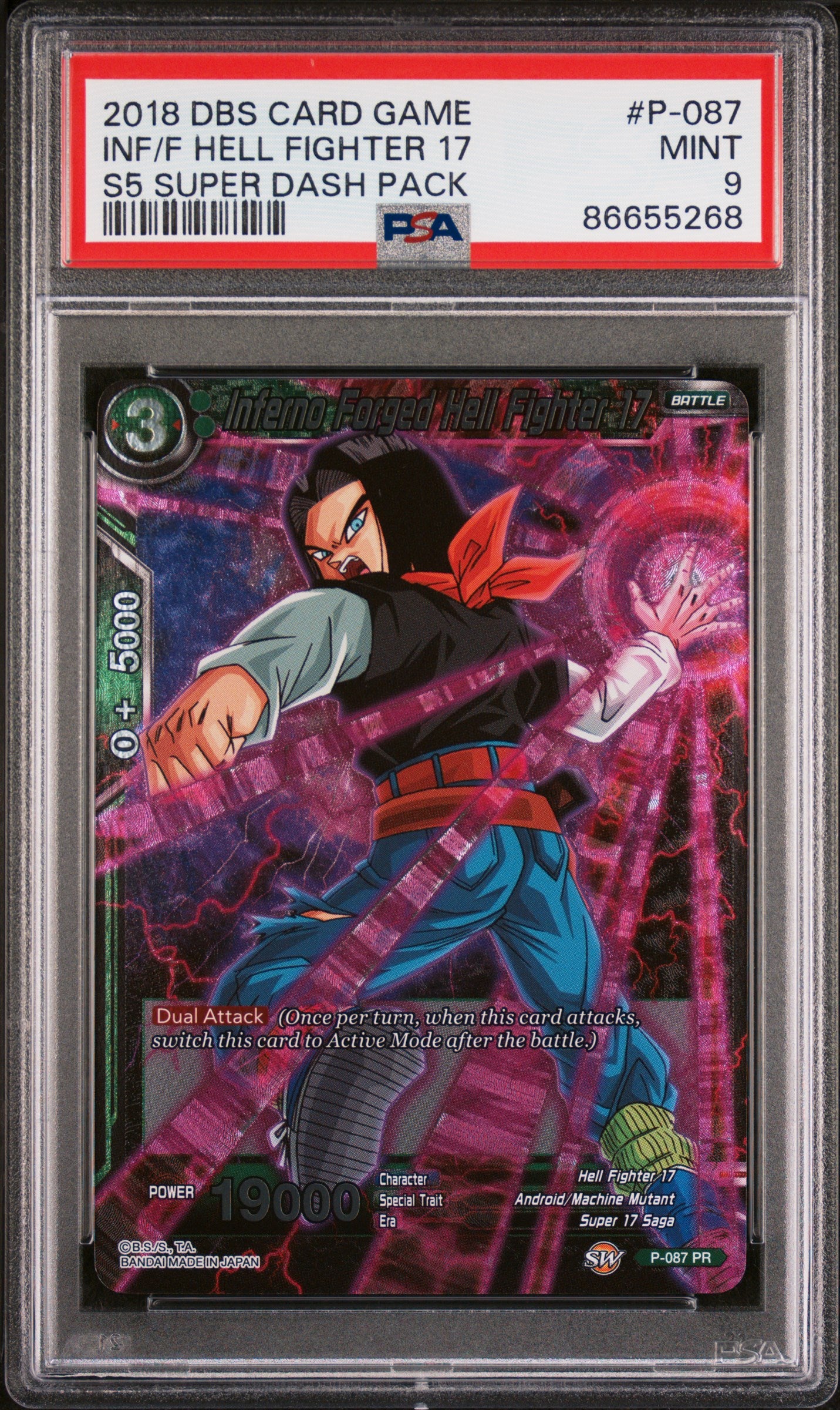 Dragon Ball Super Super Dash Inferno/Fighter 17 #P087 PSA 9 Graded Trading Card - Perfect for Collectors & Anime Fans | Display, Investment, or Gaming Memorabilia