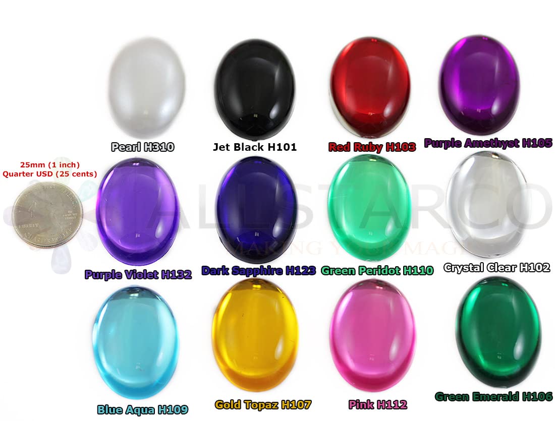 Allstarco 40x30mm Red Ruby H103 Large Flat Back Oval Acrylic Cabochons Rhinestones - 4pcs Plastic Gems for DIY Crafts, Costume Design, Wedding Invitations, Jewelry Making & Cosplay Accessories | Perfect for Scrapbooking, Nail Art & Home Decor