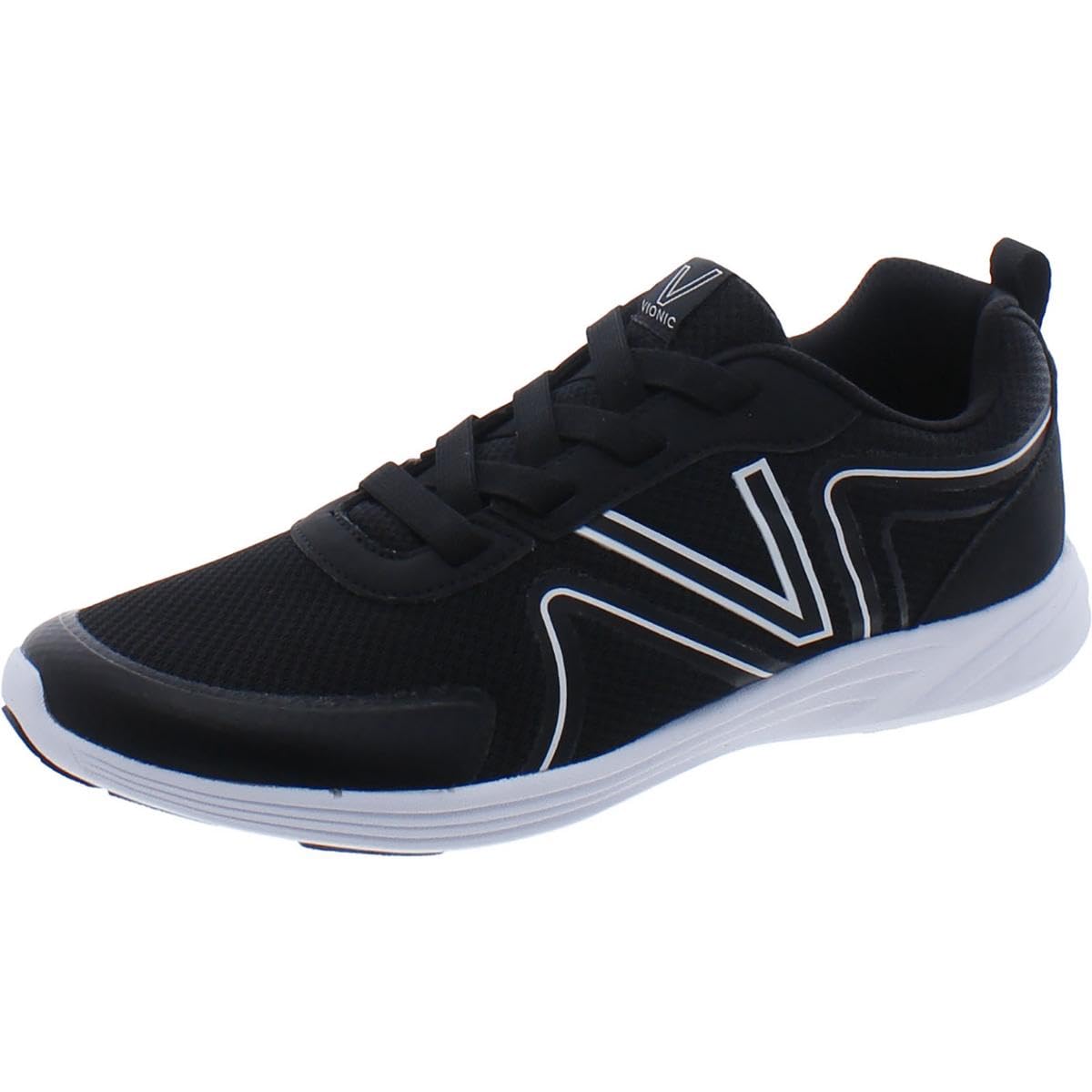 Vionic Shayna Women's Comfort Sneakers - Black & White - Size 9 Medium | Arch Support Walking Shoes for Work, Travel & Everyday Wear