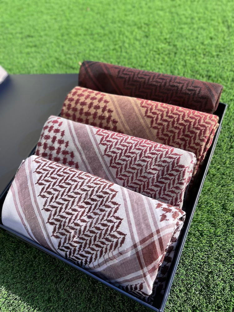 Mahogany Rose Collection 4-Piece Keffiyeh Scarf Set - Limited Edition Shawls for Women - Perfect for Travel, Fashion & Cultural Events