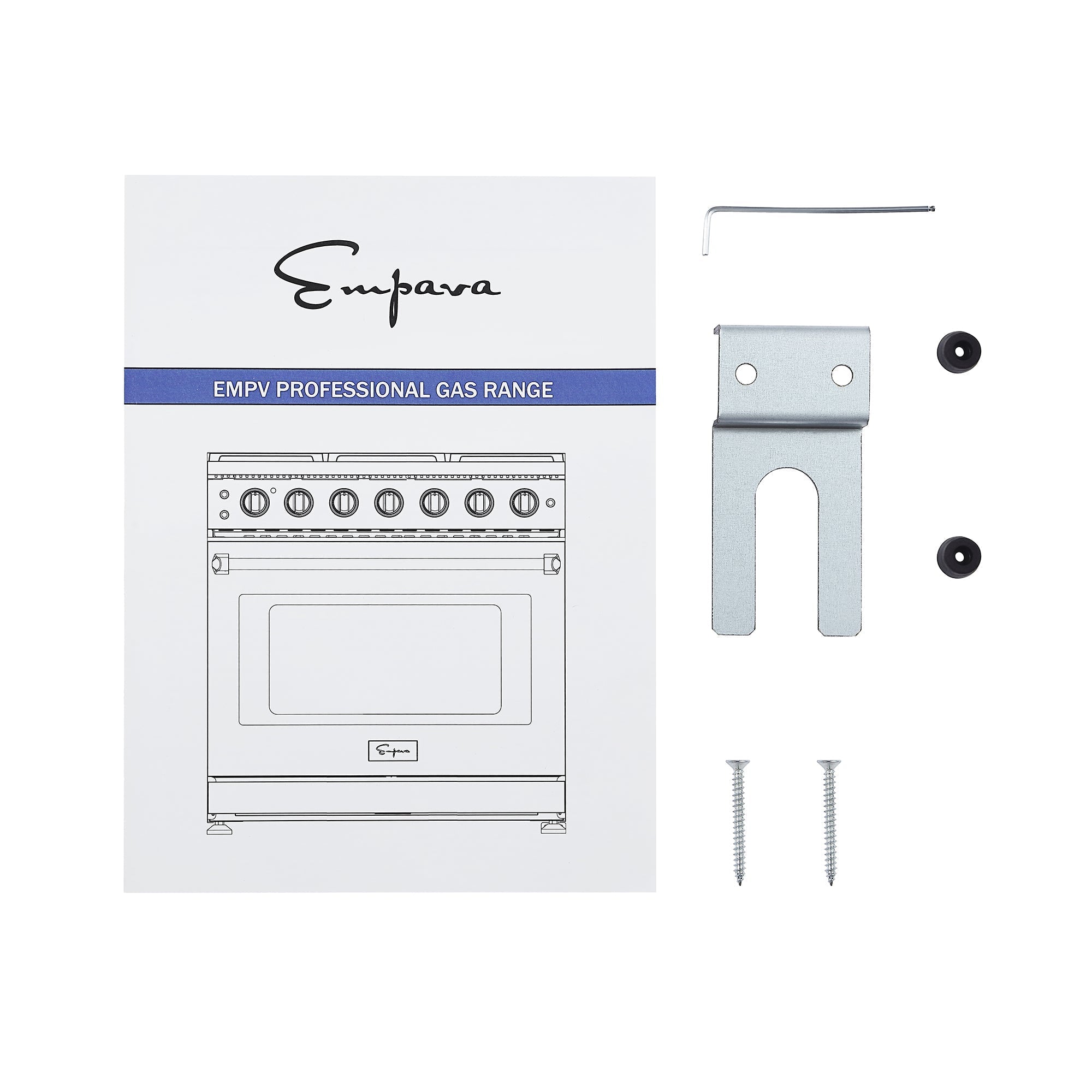 Empava 36 Inch Pro Style Freestanding Gas Range with 4 Sealed Burners - Stainless Steel 36GR11 - Perfect for Home Kitchens & Professional Cooking