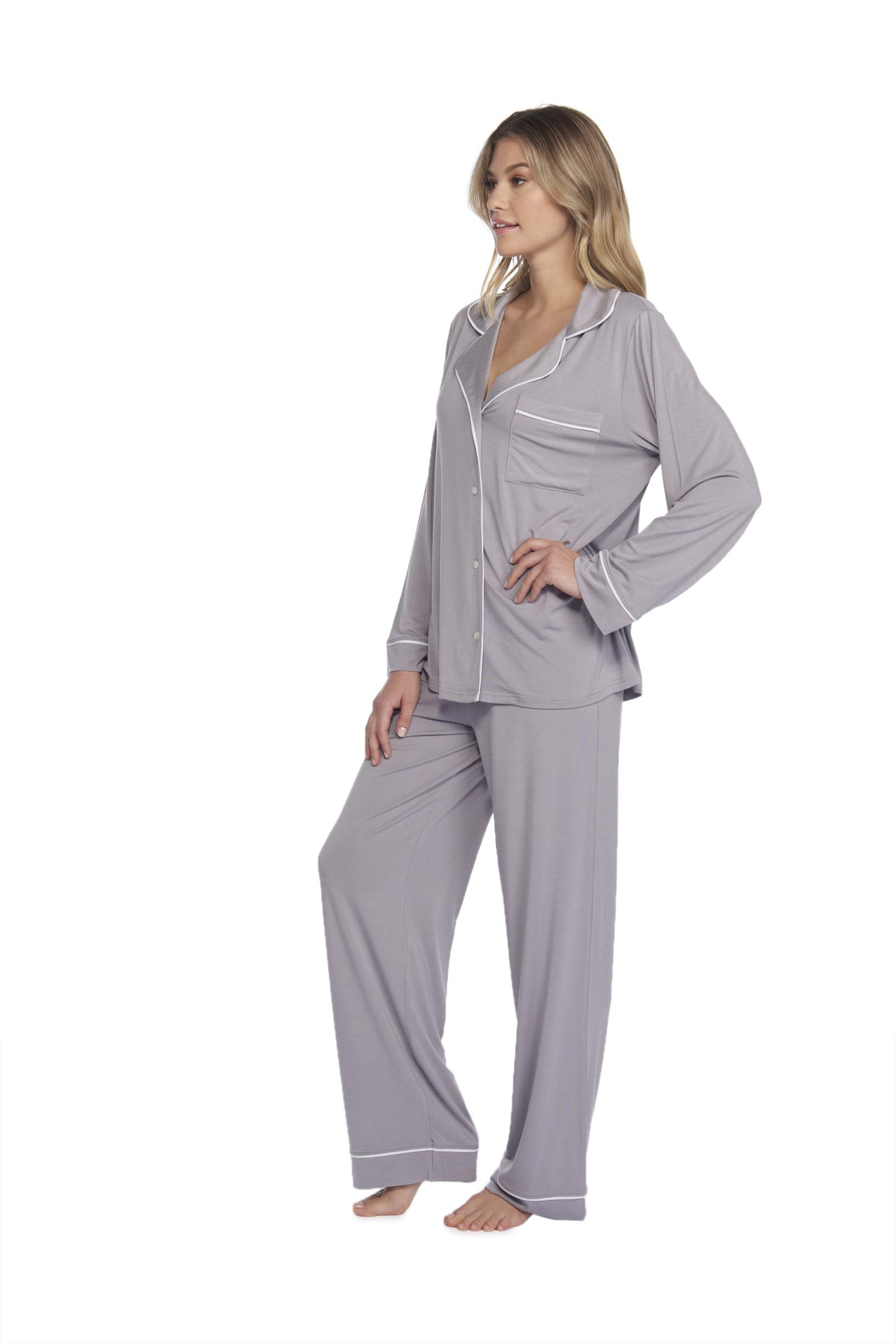 Barefoot Dreams Luxe Milk Jersey Piped Pajama Set - Ultra Soft Women's Sleepwear for Cozy Nights & Lounging at Home