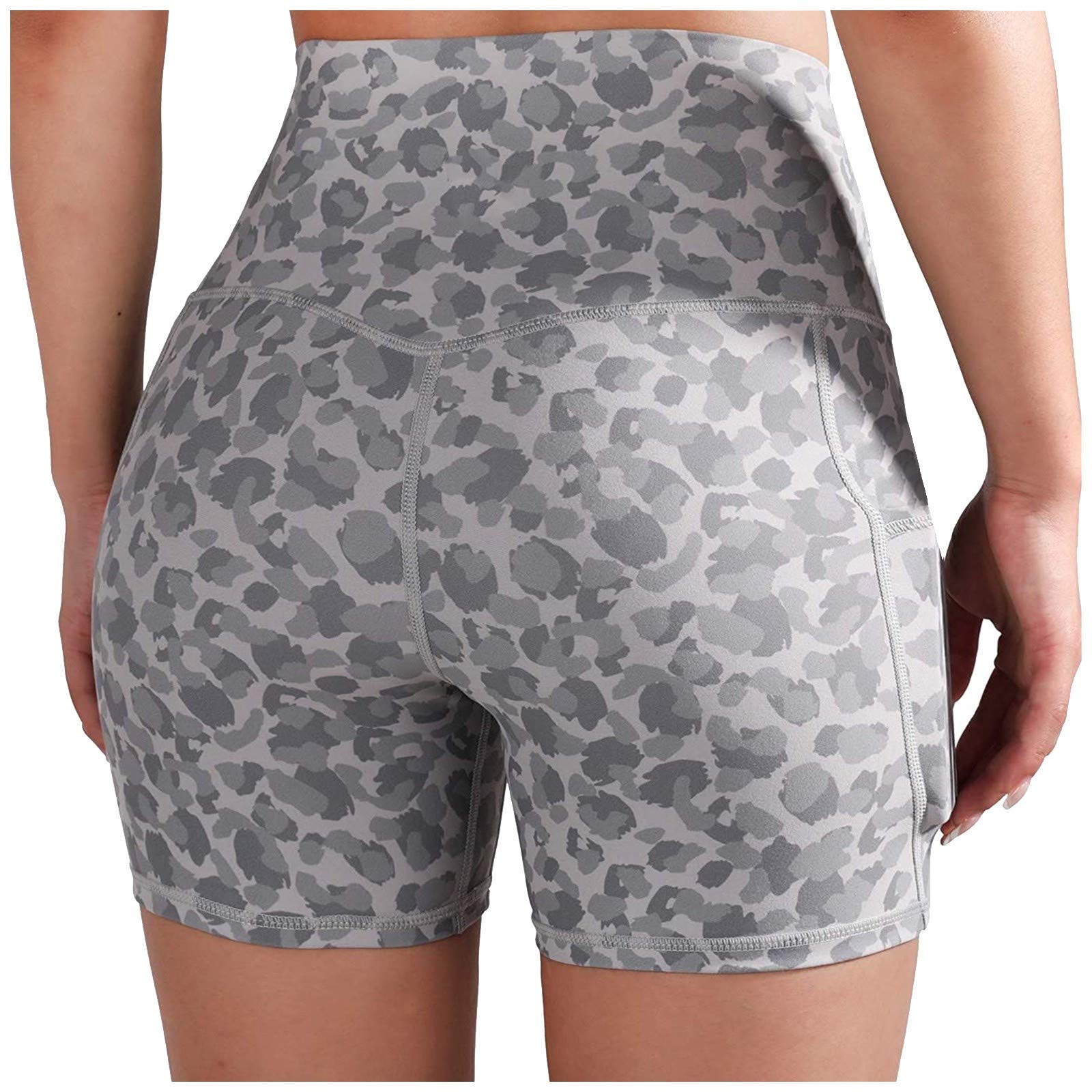 Women's High Waist Yoga Shorts with Pockets - Tummy Control Workout Running Athletic Biker Shorts for Gym, Cycling & Casual Wear