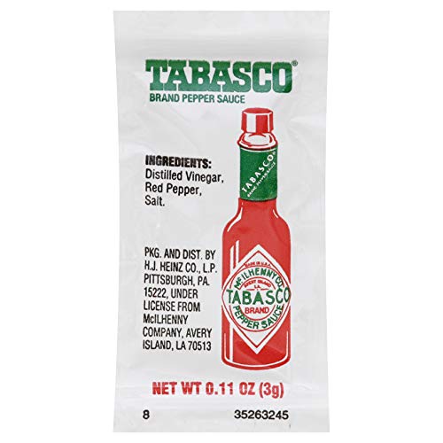 TABASCO® Original Red Pepper Sauce - 0.1 oz Single Serve Packets (200 Count) - Hot Sauce for Pizza, Tacos, Burgers & Camping Meals