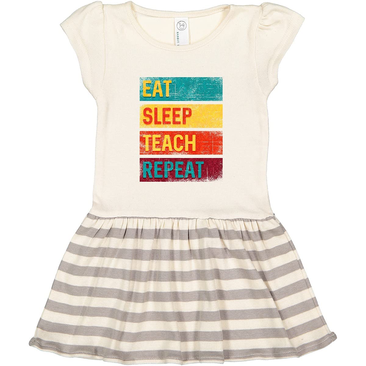 Inktastic Teacher Eat Sleep Teach Repeat Toddler Dress - Cute & Comfortable Kids Outfit for School, Playdates & Everyday Wear