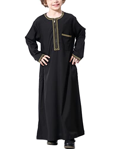 Aomesinc Islamic Boys Jubba Thobe - Saudi Arabian Traditional Muslim Clothing for Kids | Long Sleeve Boys Robe | Eid Prayer Outfit & Daily Wear Islamic Fashion