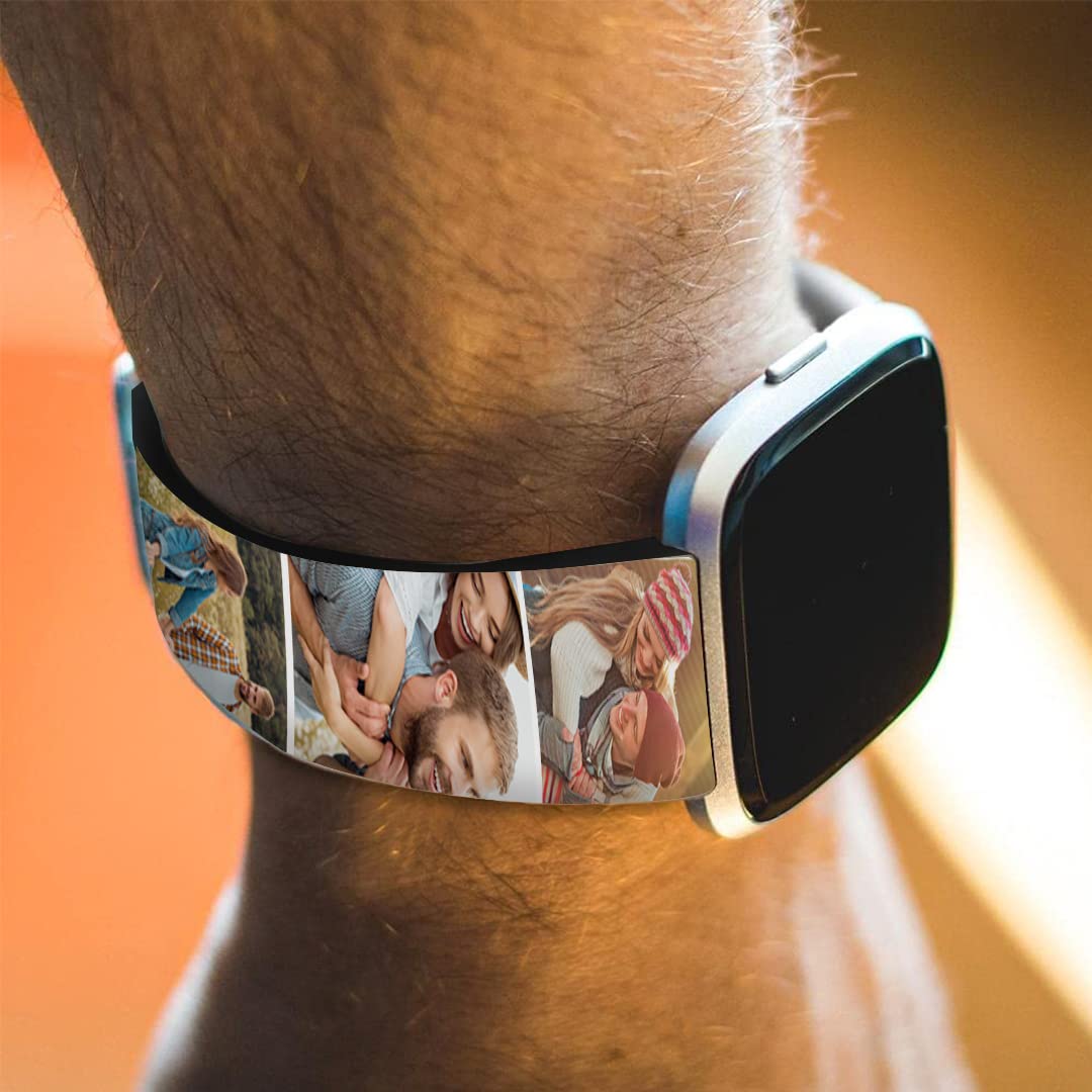 Custom Photo Apple Watch Bands 42mm 44mm 45mm - Personalized Silicone Sport Loop with Silver Buckle for iWatch Series - Perfect Gift for Men & Women - Gym, Running, Work & Everyday Wear