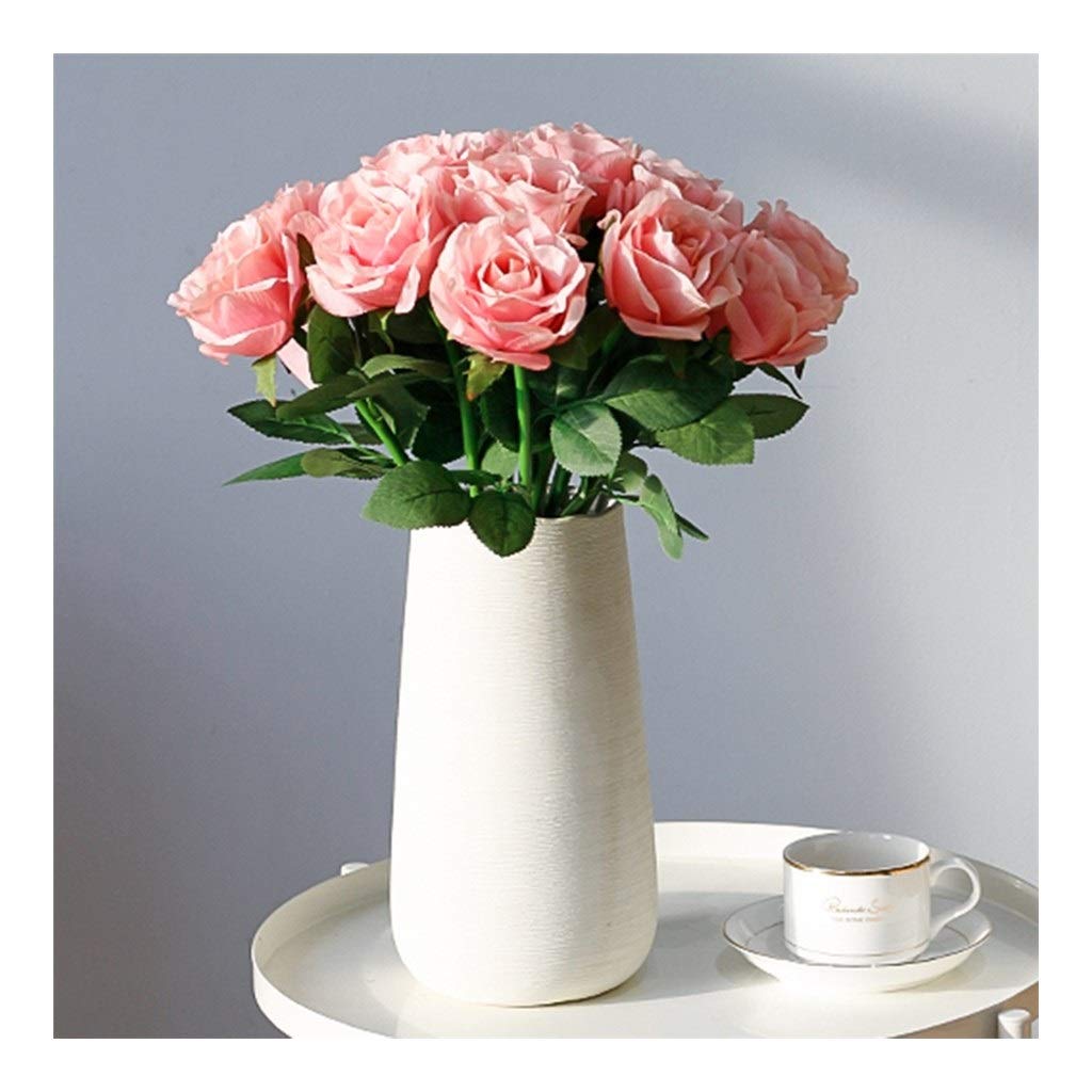 LZL Artificial Flowers Set with Vase - Realistic Silk Rose Potted Plants for Home, Wedding, Table Decor - Pink Floral Arrangement for Living Room, Office, and Party Decorations