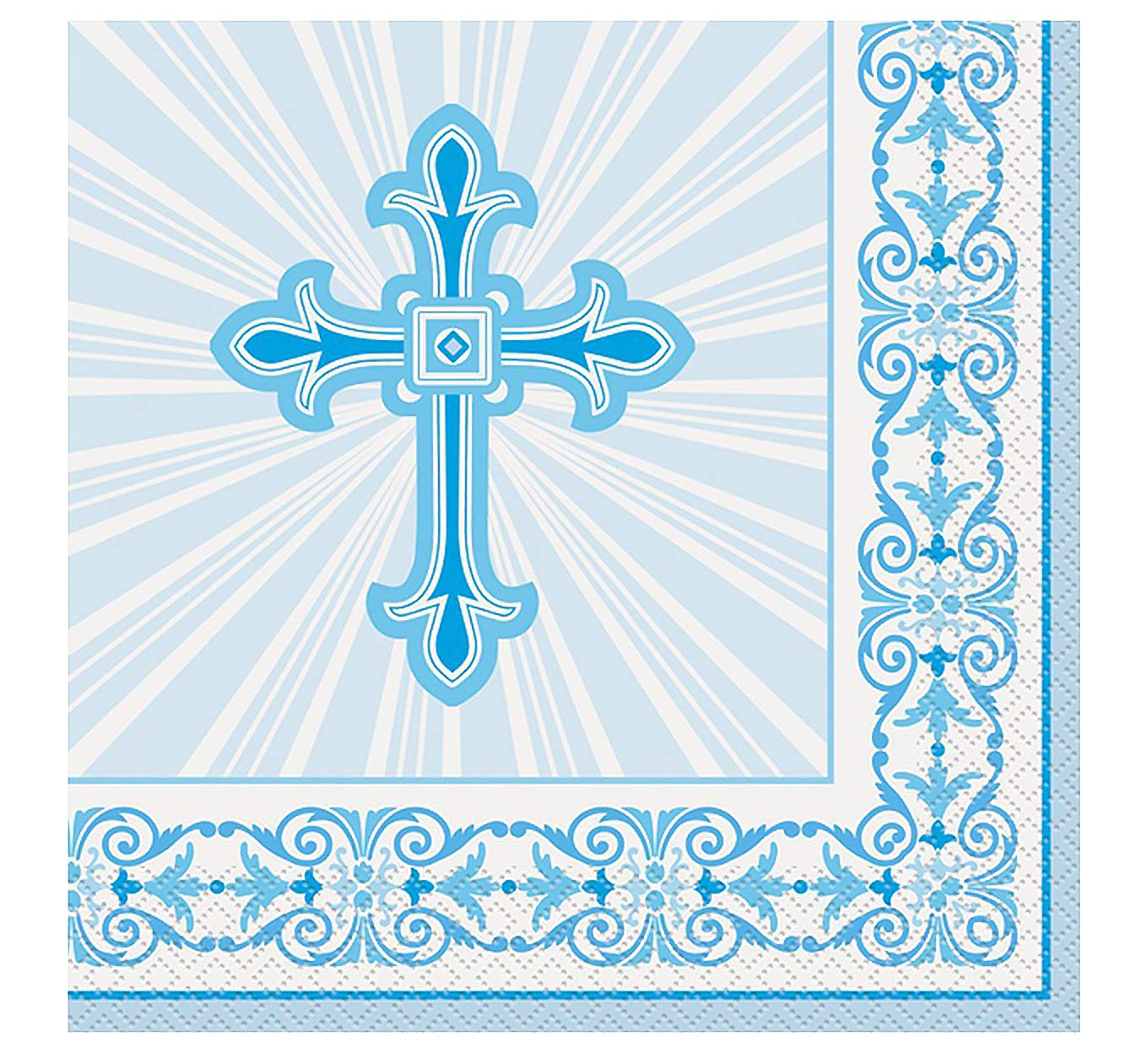 Religious Radiant Cross Disposable Napkins - Pack of 16 | Communion, Baptism & Church Events | Premium Quality Paper Napkins for Christian Gatherings