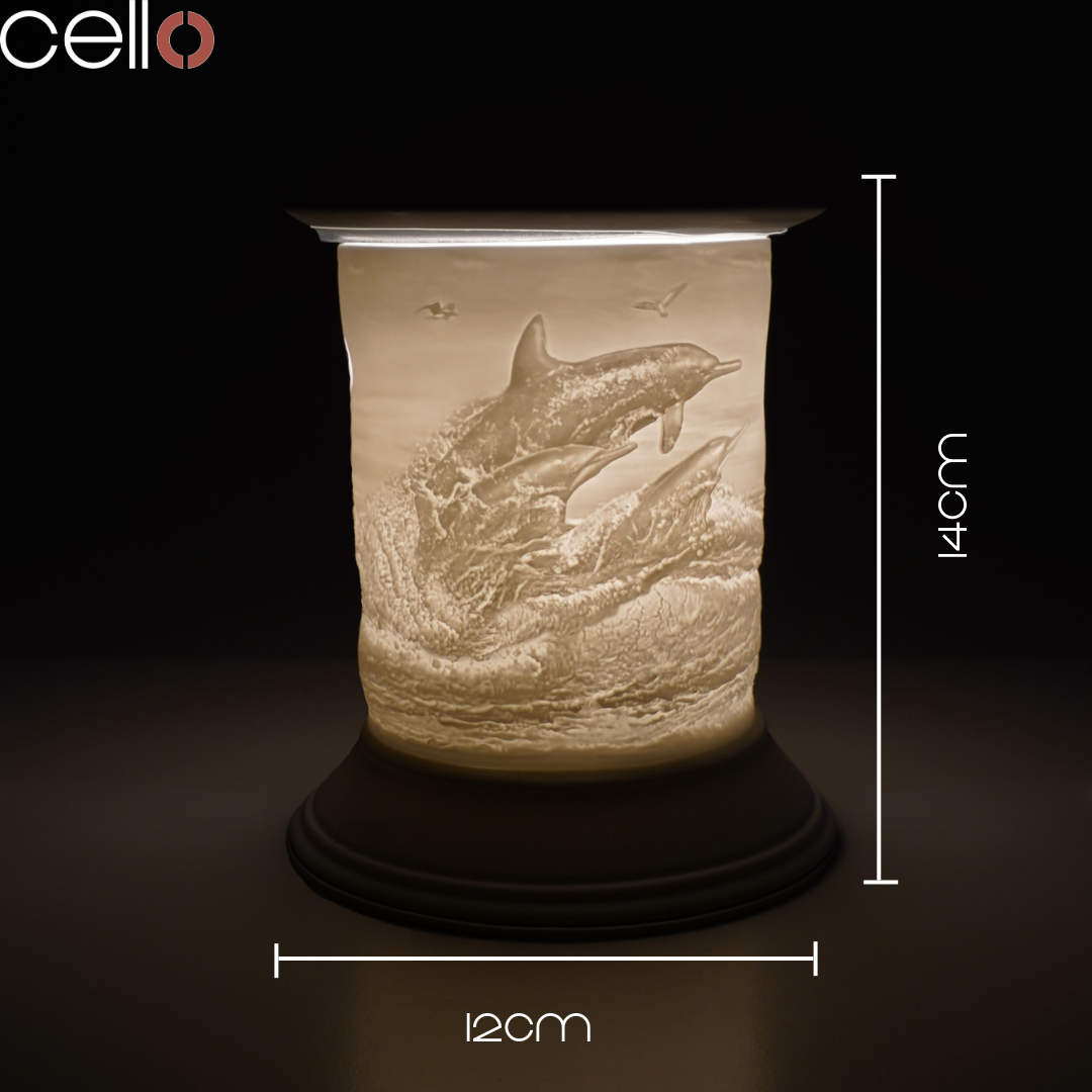 Cello Electric Wax Warmer - Porcelain Dolphin Design for Home Aromatherapy | Perfect for Living Room, Bedroom & Bathroom Relaxation