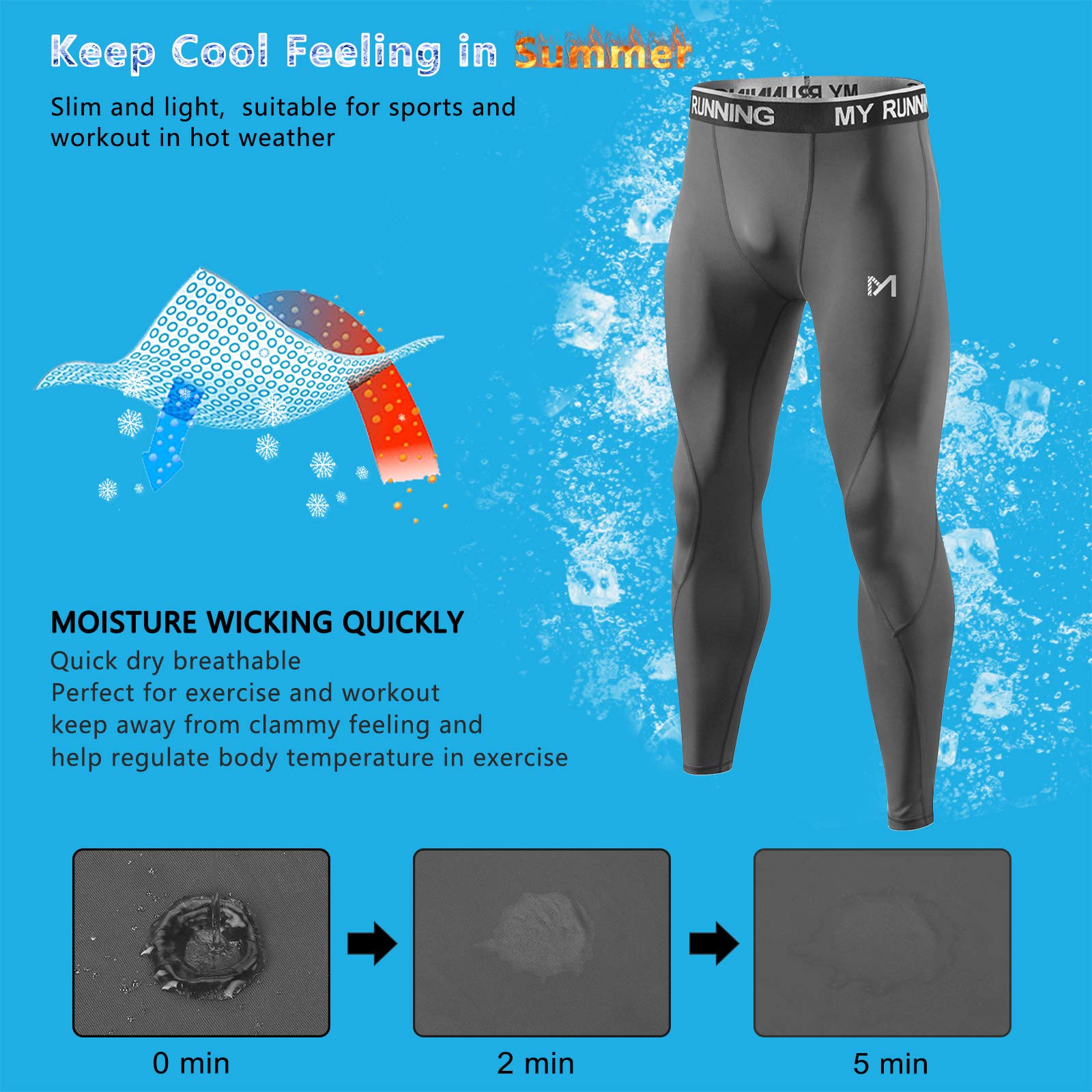 Men's Cool Dry Sports Workout Running Tights Leggings - Breathable Compression Pants for Gym, Jogging & Yoga - Moisture Wicking Athletic Wear for Men