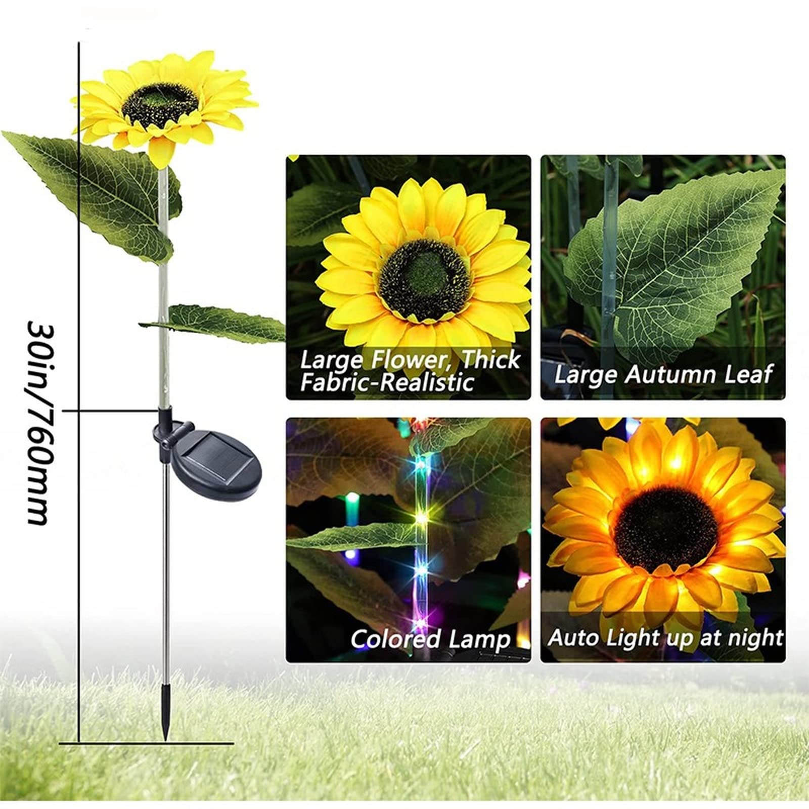 Solar Sunflower Garden Lights Outdoor - Waterproof Solar Powered Lawn Lamp for Courtyard, Yard & Landscape Decoration (New Upgraded Version) - Perfect for Patio, Pathway & Garden Lighting at Night