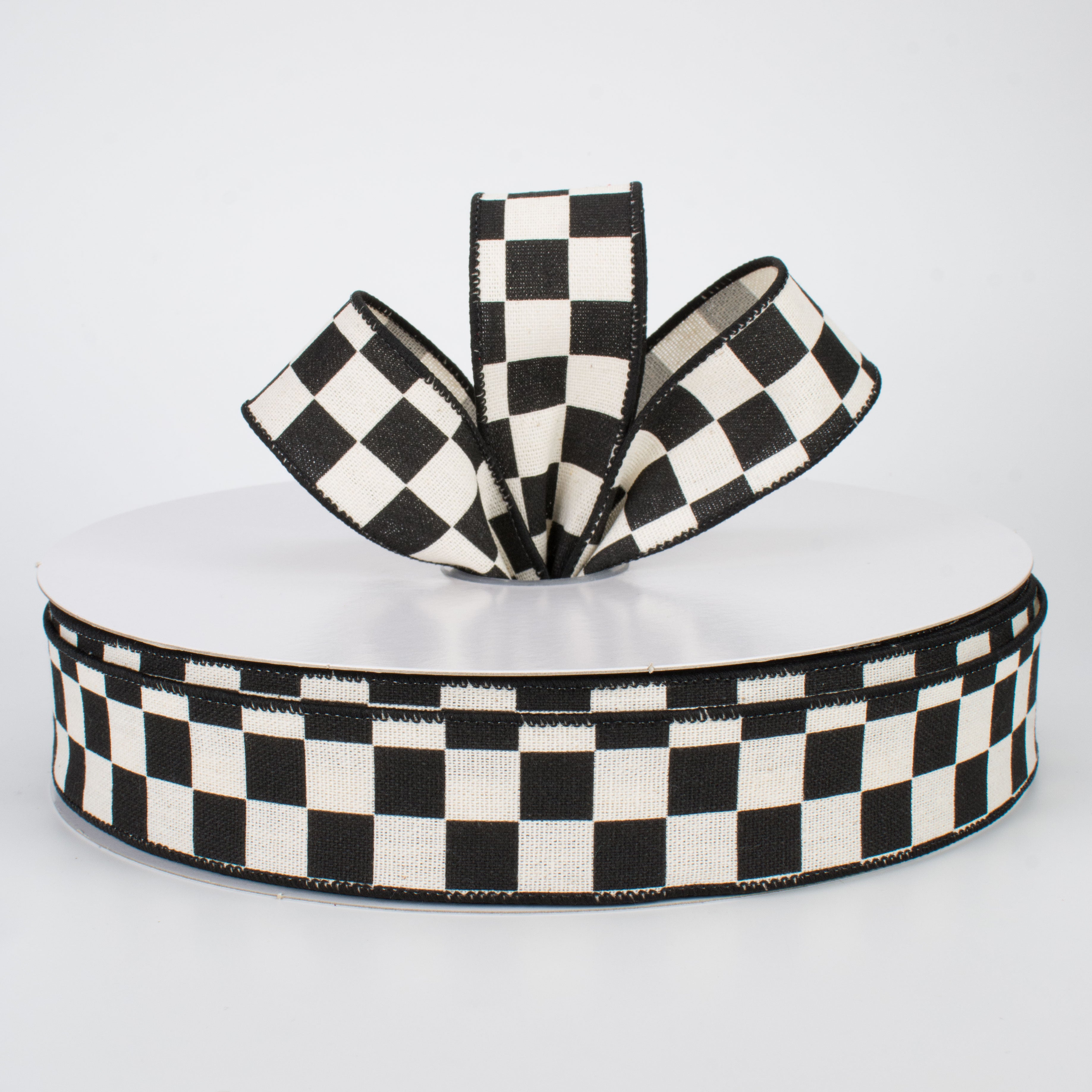 1.5 Inch Checkerboard Ribbon - Black & Off White Grosgrain Ribbon (50 Yards) for Gift Wrapping, DIY Crafts, Hair Bows, and Party Decorations