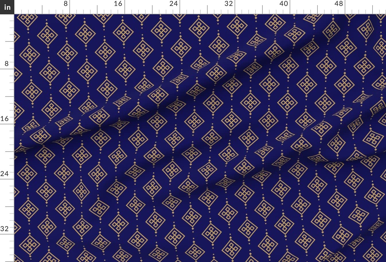 Gold Geometric Art Deco Pattern Dark Blue Minky Fabric by The Yard - Soft Plush Material for Sewing Baby Blankets, Quilt Backing, DIY Home Decor & Craft Projects