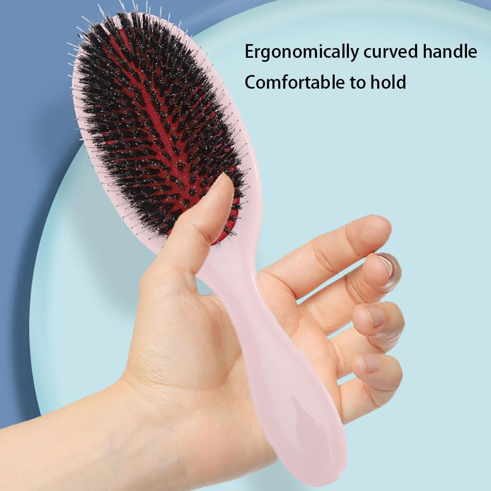 Boar Bristle Hair Brush for Curly, Fine & Straight Hair - Anti-Frizz Detangling Brush for Women & Men - Reduces Hair Breakage & Pulling - Perfect for Daily Styling & Salon Use