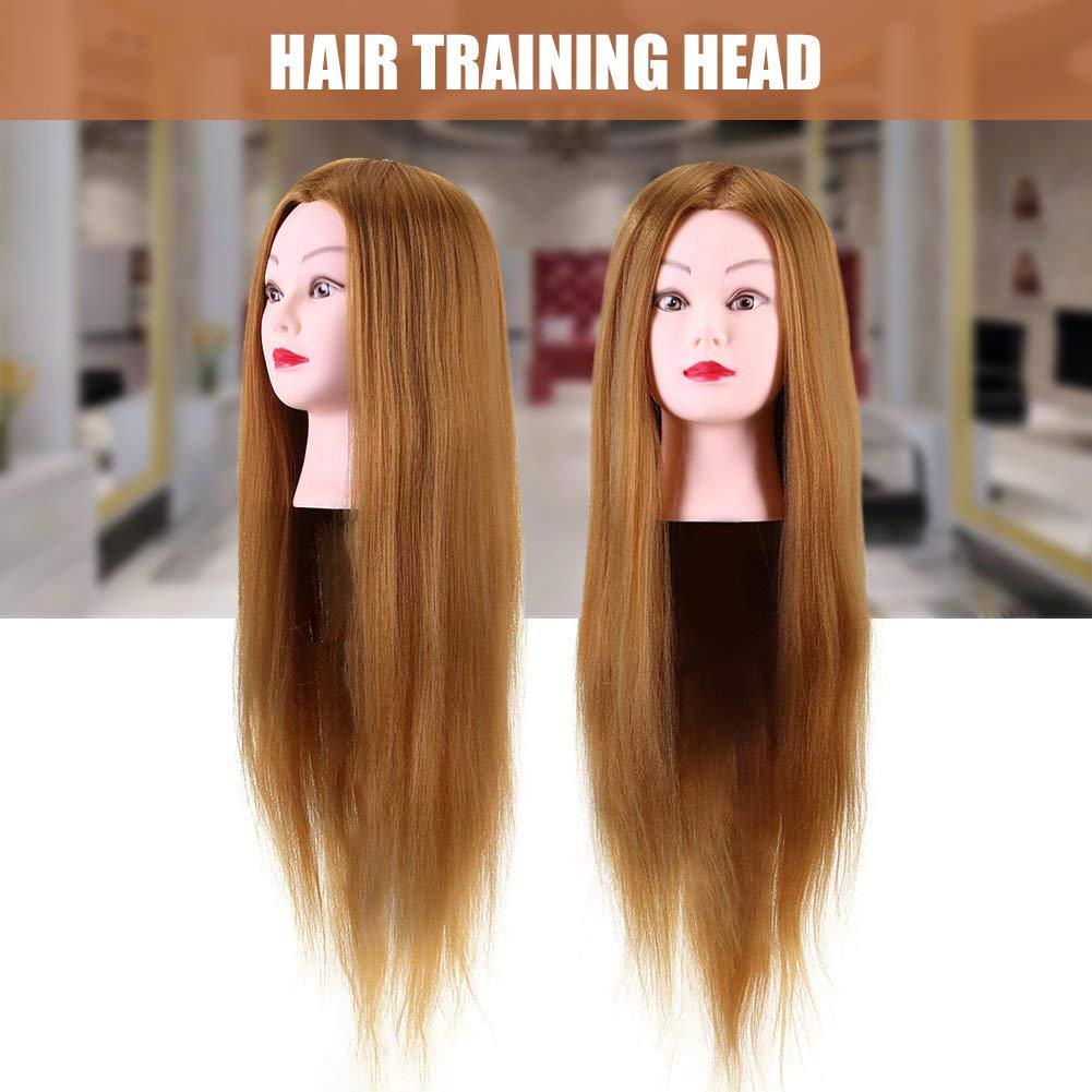 Professional Hair Practice Manikin Head with Long Straight Golden Synthetic Hair - 40% Real Hair for Braiding, Styling & Cosmetology Training - Perfect for Salon Practice, Makeup Application & Hairstyling Classes
