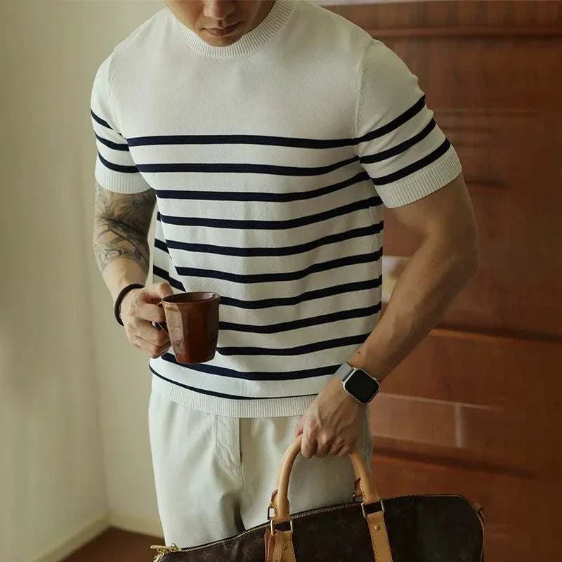 Korean Summer Striped T-Shirt for Women - Breathable Cotton Casual Tee - Perfect for Beach, Travel, and Everyday Wear