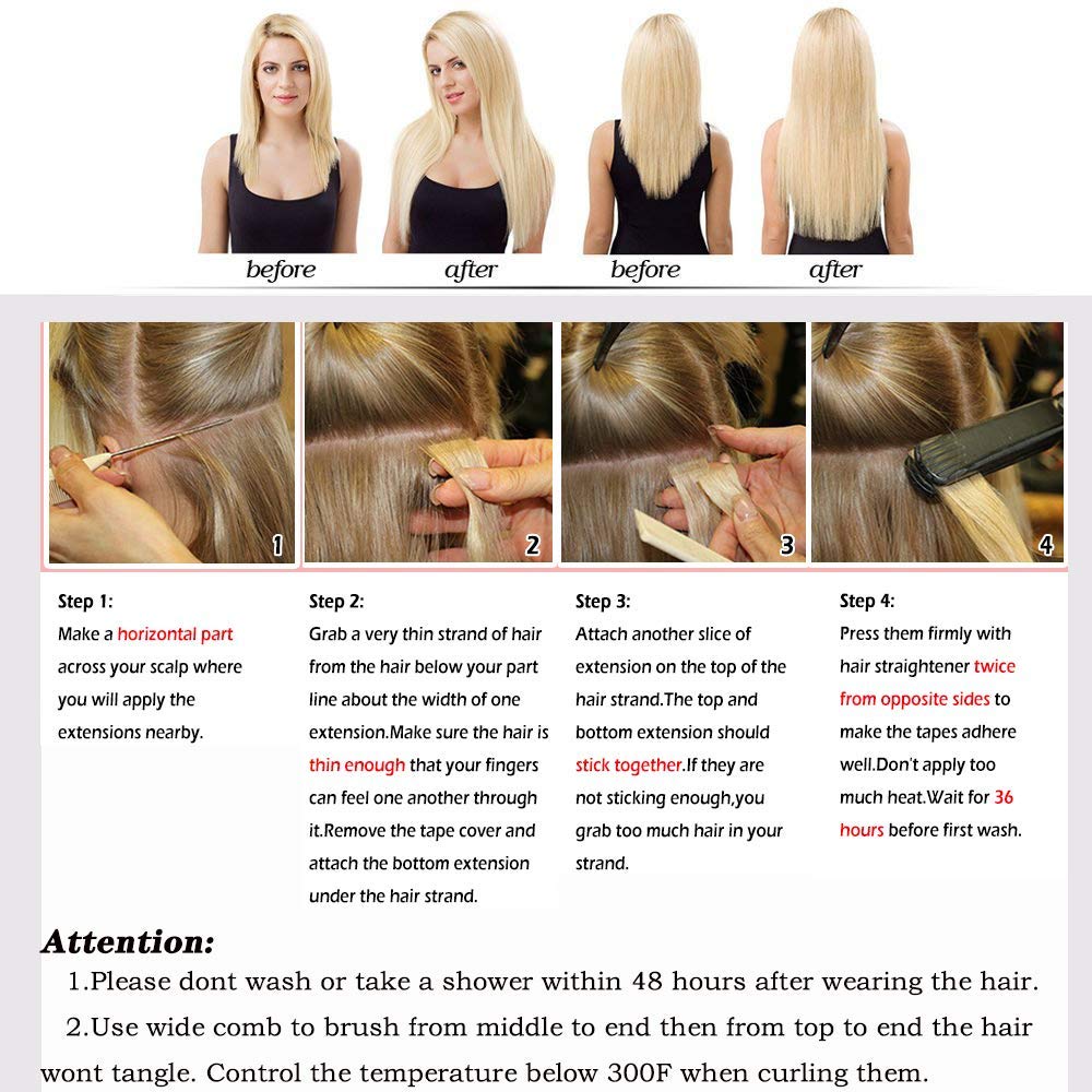 Ash Brown to Platinum Blonde Ombre Human Hair Tape-in Extensions 22