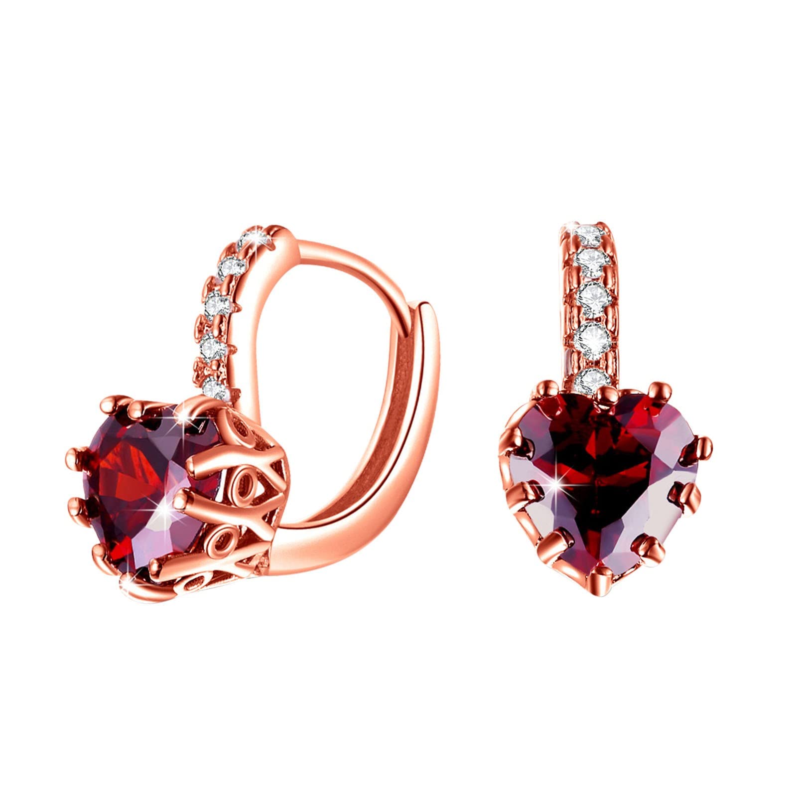 Heart Shaped Zircon Stud Ear Cuff Wrap Earrings for Women & Girls - Elegant Fashion Jewelry Gift for Parties, Dating & Special Occasions