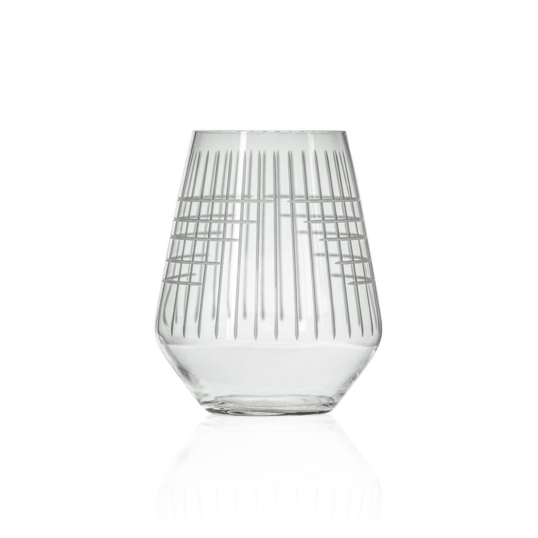 Matchstick 18oz Stemless Wine Tumbler Glass Set of 4 - Perfect for Red Wine, White Wine, Cocktails & Outdoor Entertaining