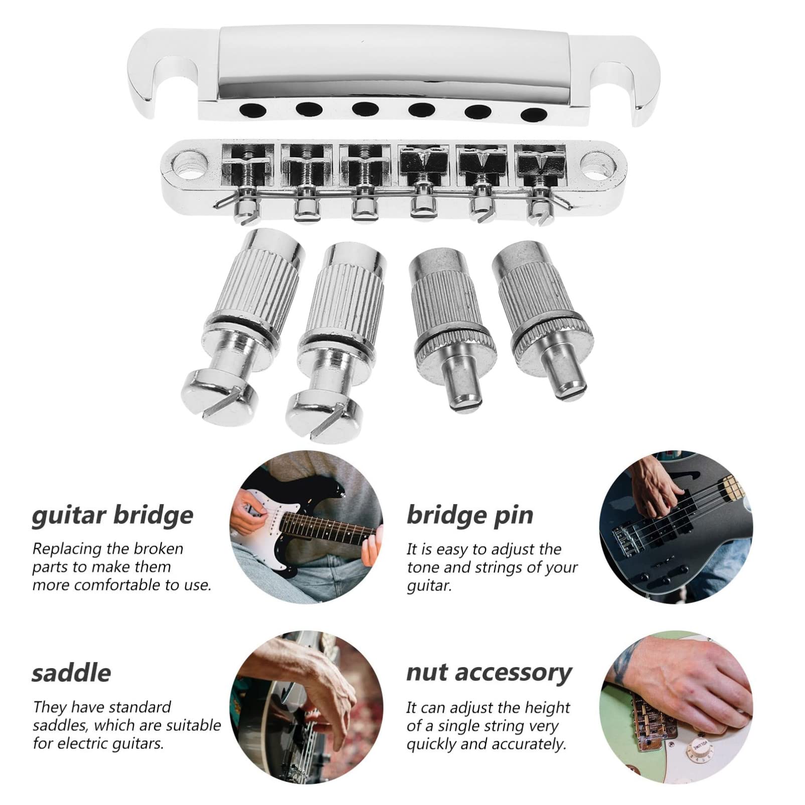 ERINGOGO 6-String Metal Guitar Bridge Saddles - Replacement Parts for Electric Guitars - Perfect for DIY Guitar Repair & Upgrades