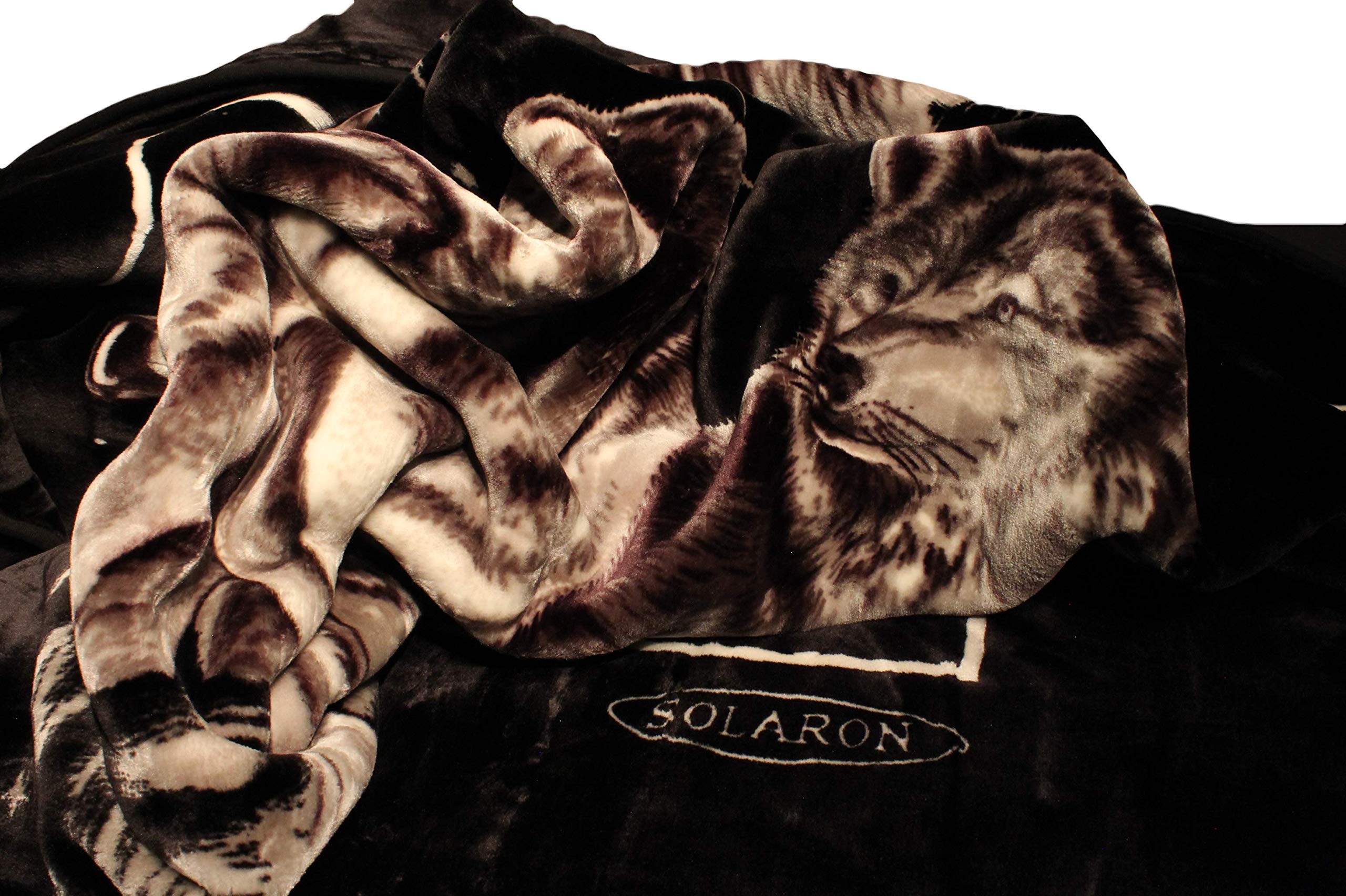 SOLARON Ultra Soft Reversible Mink Blanket - Super Thick Heavy Weight Comforter for King & Queen Beds - Wolf Black - Perfect for Cozy Winter Nights & Luxury Bedroom Decor
