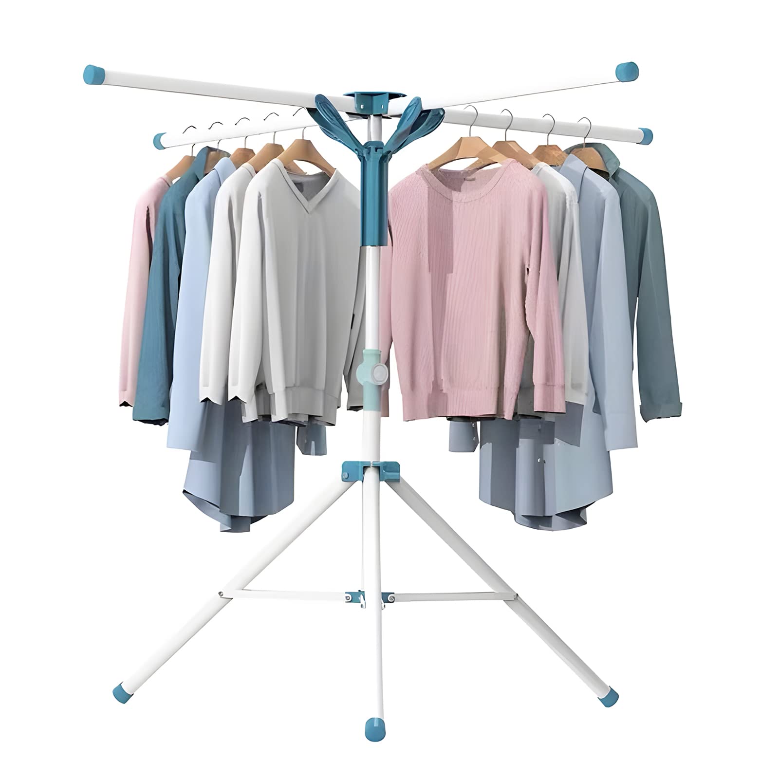 JAUREE Foldable Indoor Clothes Drying Rack - Portable Adjustable Height Laundry Rack with 20 Clips for Small Spaces | Perfect for Apartments, Dorms & Travel Use