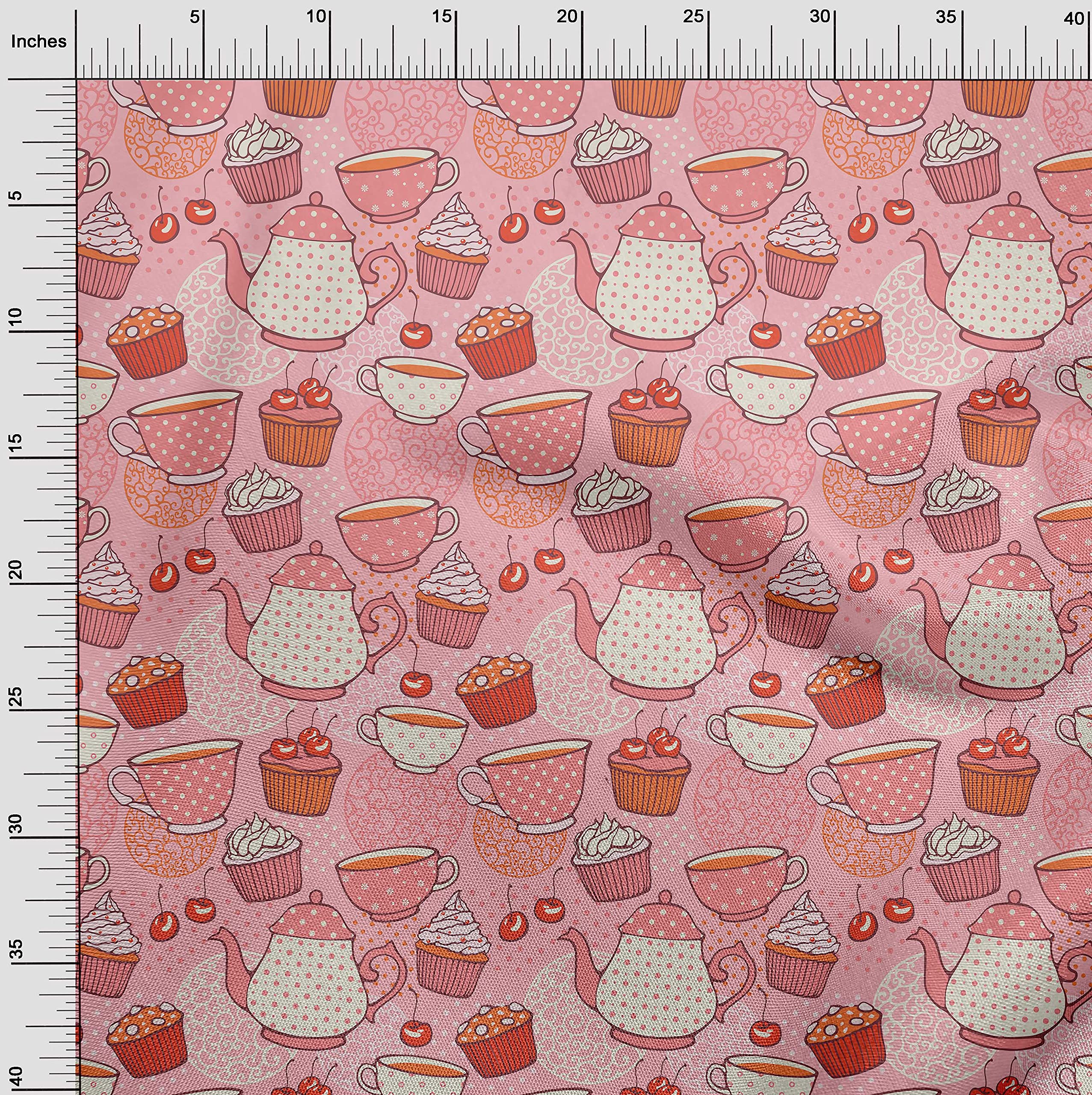 oneOone Viscose Jersey Peach Fabric - Soft Tea Party Dress Material, 60 Inch Wide Printed Fabric by The Yard for DIY Dresses, Skirts & Home Decor