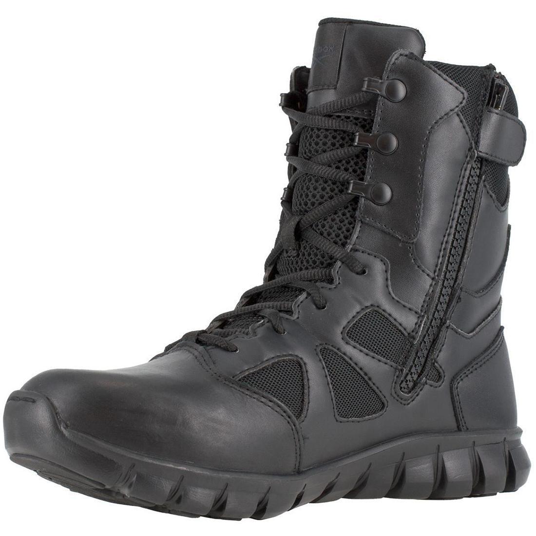 8 Inch Sublite Cushion Tactical Boots for Men - Black Soft Toe Side Zip Military Work Boots - Perfect for Outdoor, Hiking, Construction & Security Work
