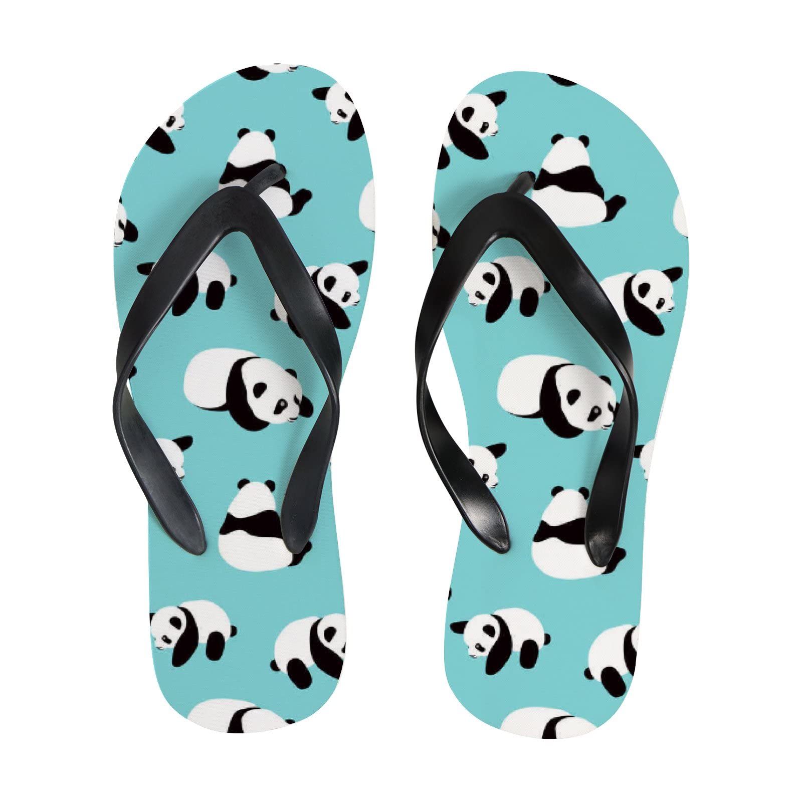 Cute Panda Flip Flops - Blue Animal Slide Sandals for Women & Men | Summer Beach Slippers, Casual Thong Sandals with Non-Slip Yoga Mat Sole | Perfect for Pool, Vacation, and Outdoor Activities