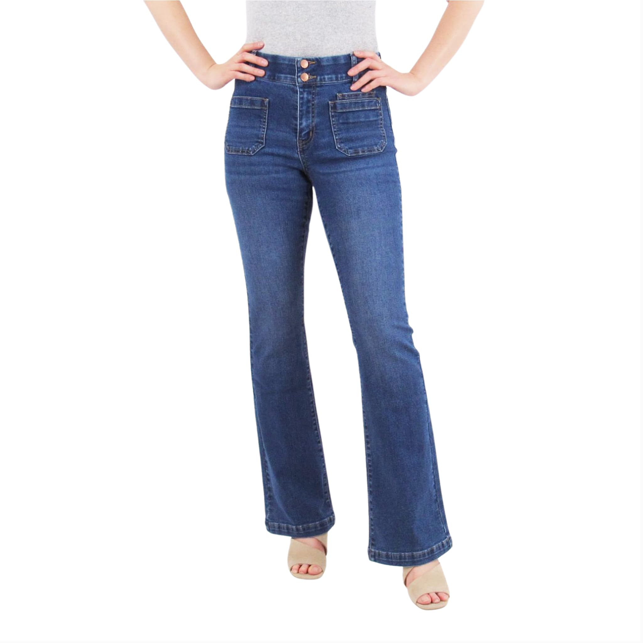Tummy Control Bootcut Jeans with Classic Pockets & Back Design - Perfect for Work, Date Night & Everyday Comfort