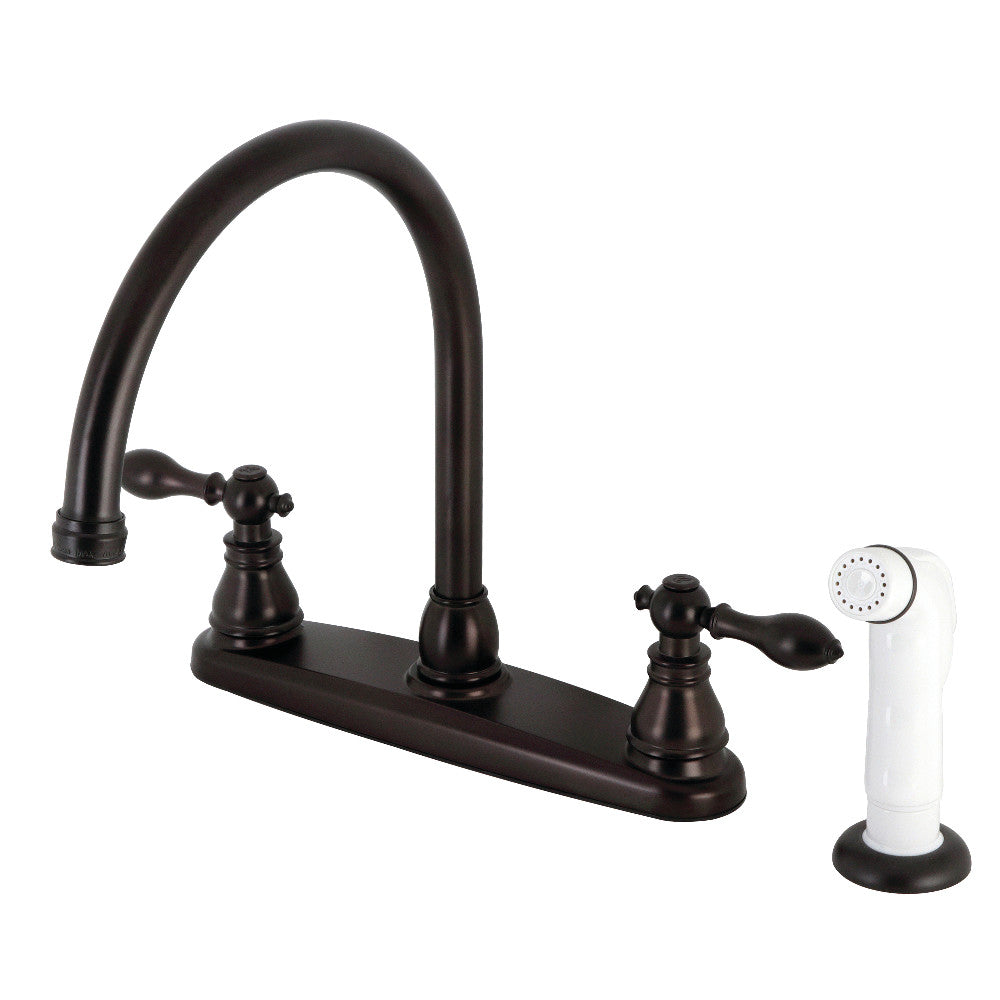 Kingston Brass KB726ACL American Classic Centerset Kitchen Faucet with Side Sprayer - High Arc Pull-Out Sprayer for Modern Kitchens, Easy Installation & Durable Finish (Perfect for Cooking, Washing Dishes & Food Prep)