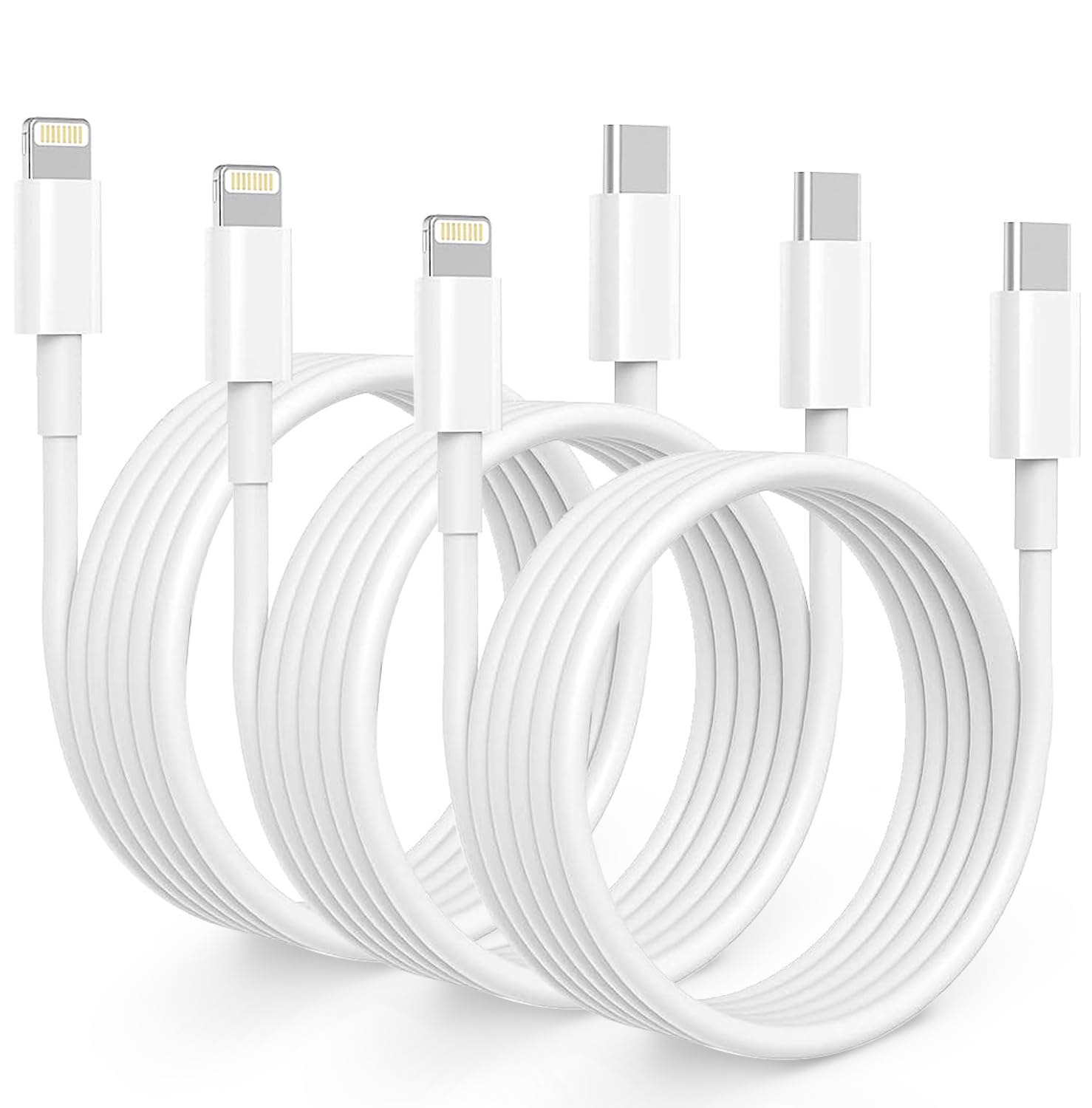 MFi Certified USB C to Lightning Cable - Fast Charging iPhone Charger Cord (3 Pack: 6ft+6ft+10ft) for iPhone 14/13/12/11/X/8 - Perfect for Home, Office & Travel Charging
