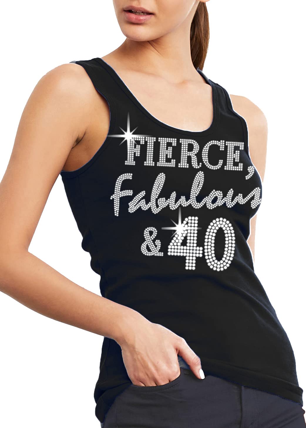 Sparkling 40th Birthday Shirts for Women - Rhinestone Birthday Tank Tops - Funny 40th Birthday Gift Ideas - Perfect for Parties, Girls' Night Out & Milestone Celebrations