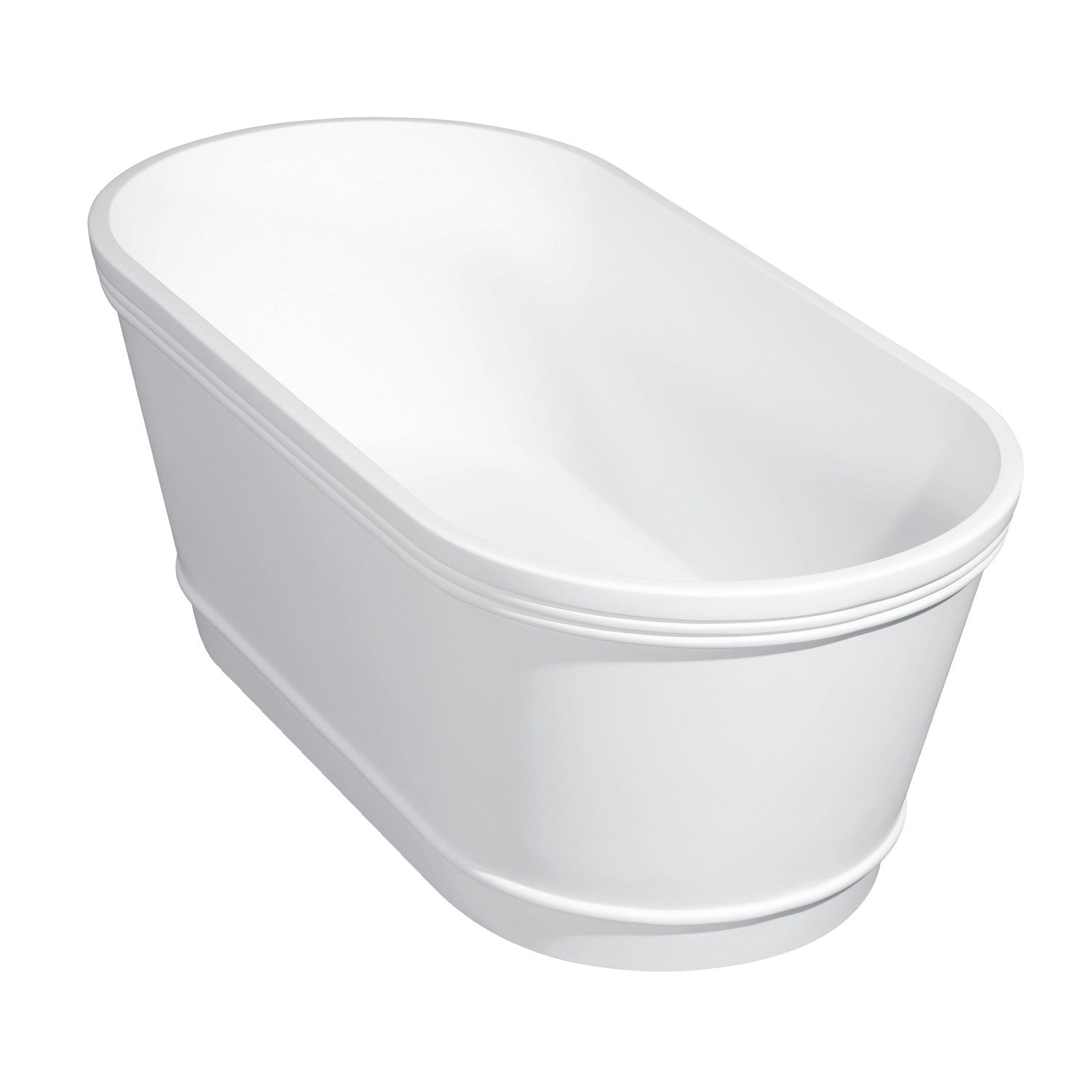 Arcticstone 60-Inch Freestanding Oval Bathtub - VRTDE612922 Double Ended Solid Surface Soaking Tub with Drain in Glossy White/Matte White | Perfect for Luxury Bathrooms & Spa Retreats