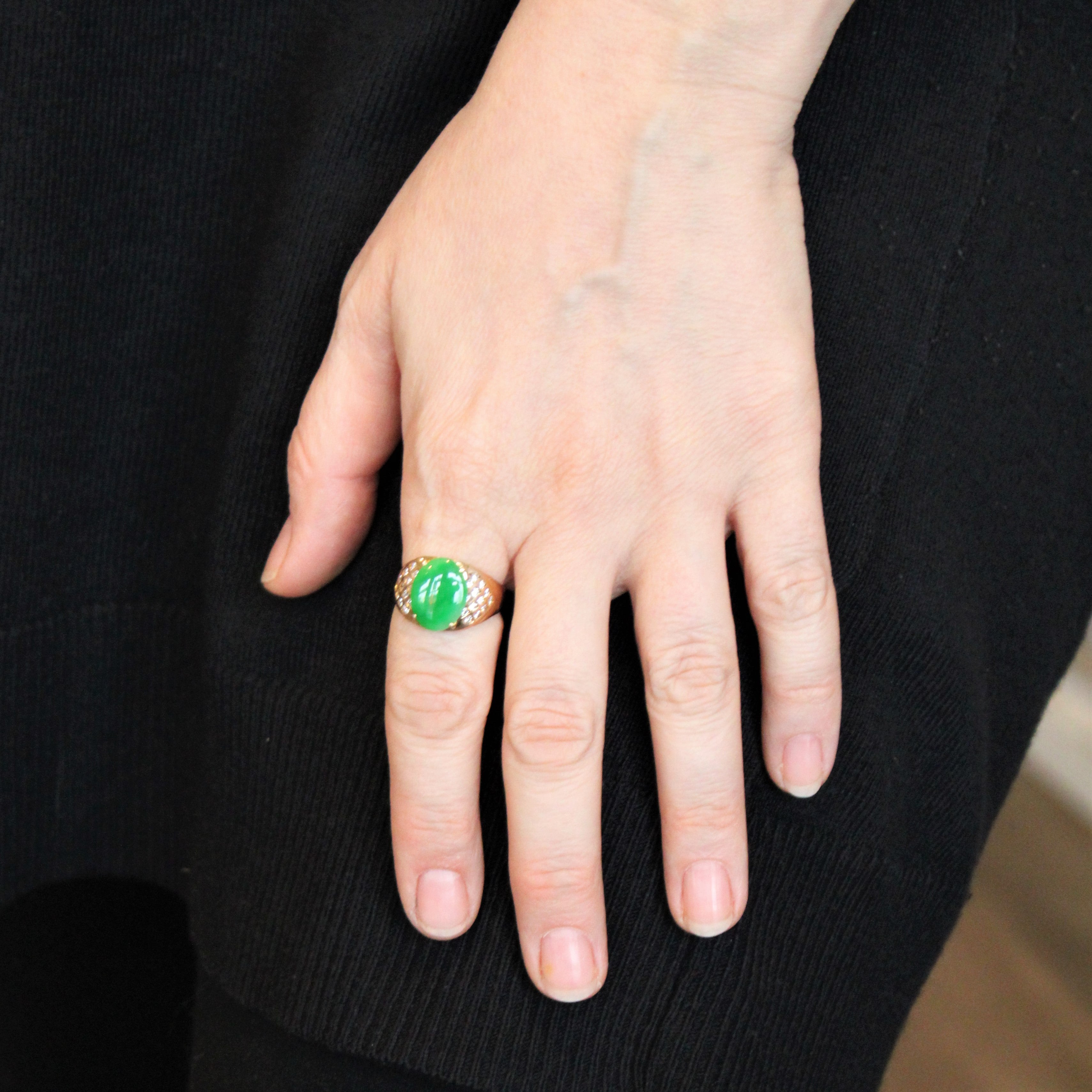 Exquisite 2.55ct Jadeite & 0.39ct Diamond Ring - Size 8.25 - Elegant Green Gemstone Jewelry for Women - Perfect for Weddings, Anniversaries & Special Occasions