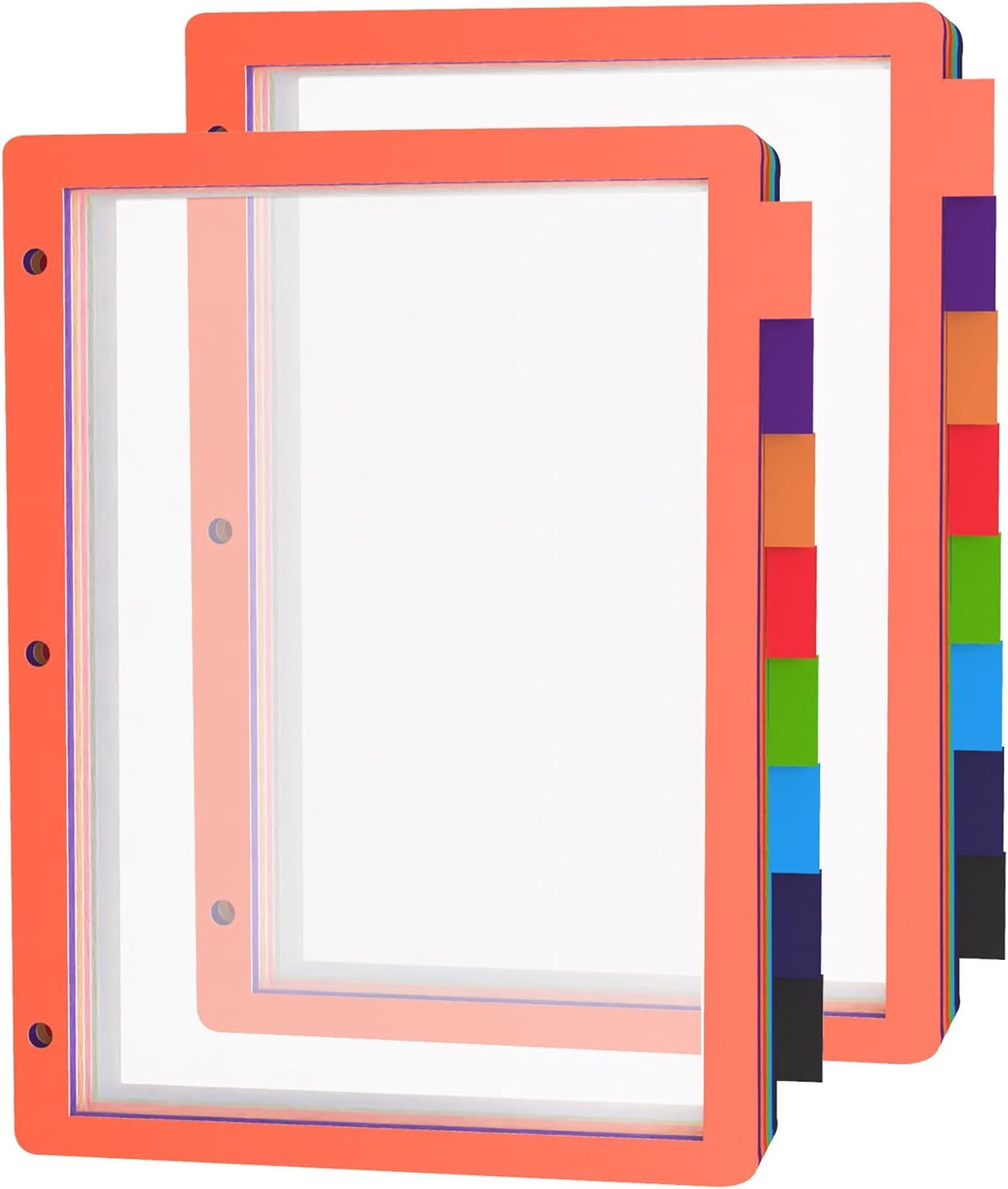 16-Piece Clear Plastic 3-Ring Binder Dividers with Tabs - 2 Sets of 8 Tab Dividers for Organizing Documents, School Work & Office Files - Durable Page Dividers for Three Ring Binders & Folders