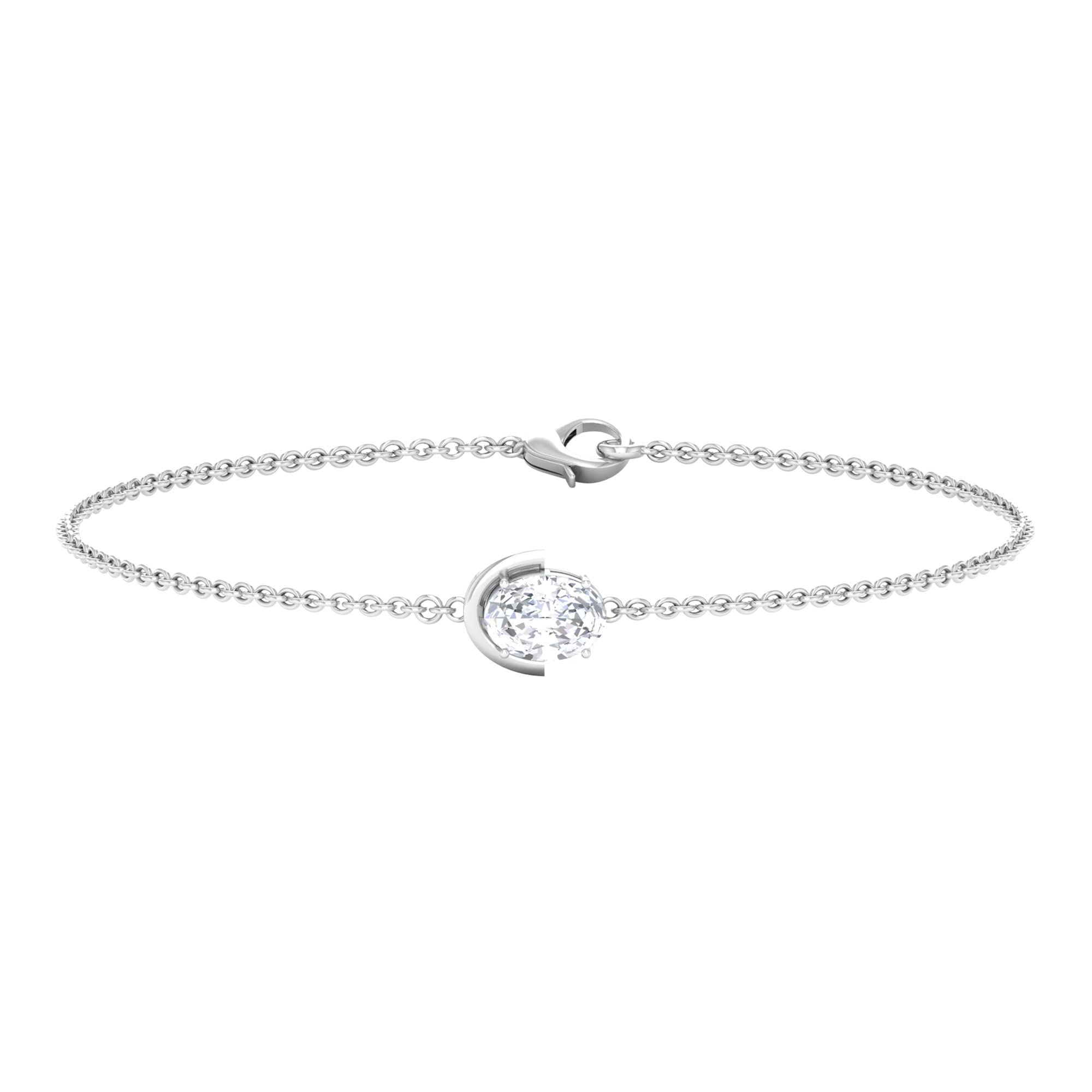1 CT Oval Cut Moissanite & 14K Solid Gold Chain Bracelet for Women - 5X7 MM Solitaire Tennis Bracelet, Durable Everyday Jewelry Gift for Anniversary, Birthday & Special Occasions