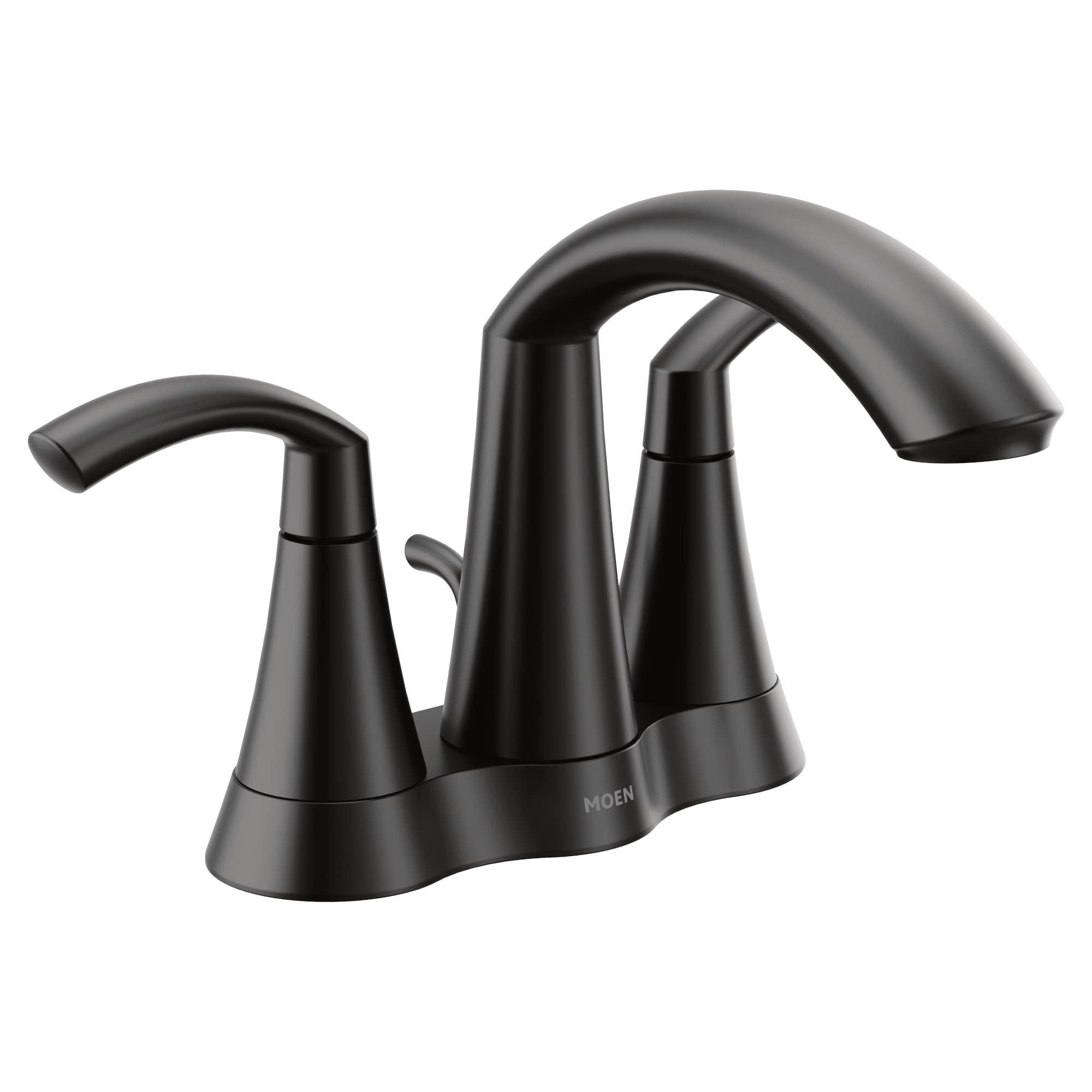 Moen 6172BL Glyde Two-Handle High Arc Centerset Bathroom Faucet in Matte Black - Perfect for Modern Bathroom Vanities and Sinks