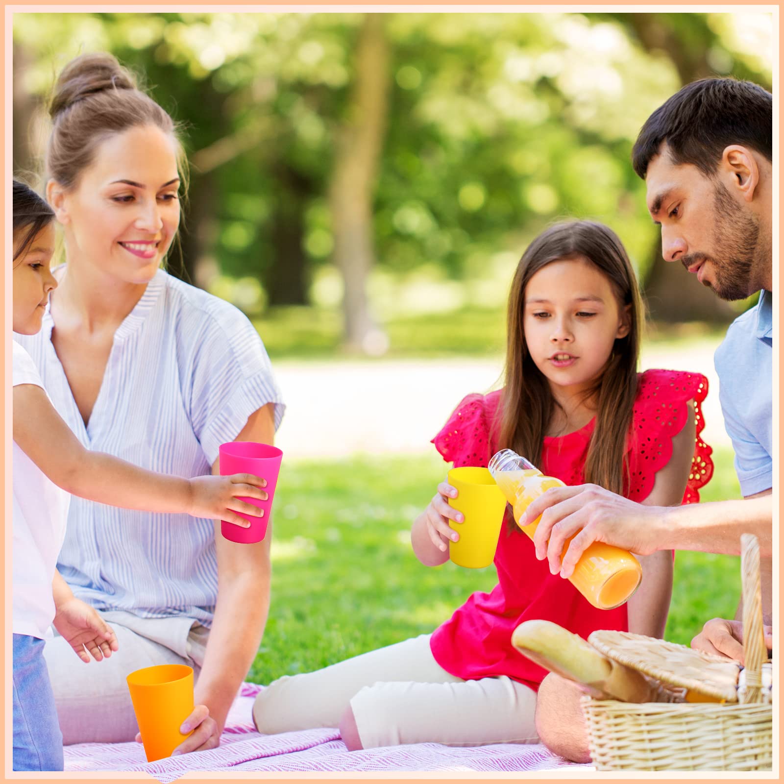 60-Piece Reusable Plastic Cups for Kids & Adults - 8.5 oz Colorful Drinking Tumblers (Yellow, Orange, Red, Purple, Green, Dark Blue) - Perfect for Parties, School Events, Picnics & Family Gatherings