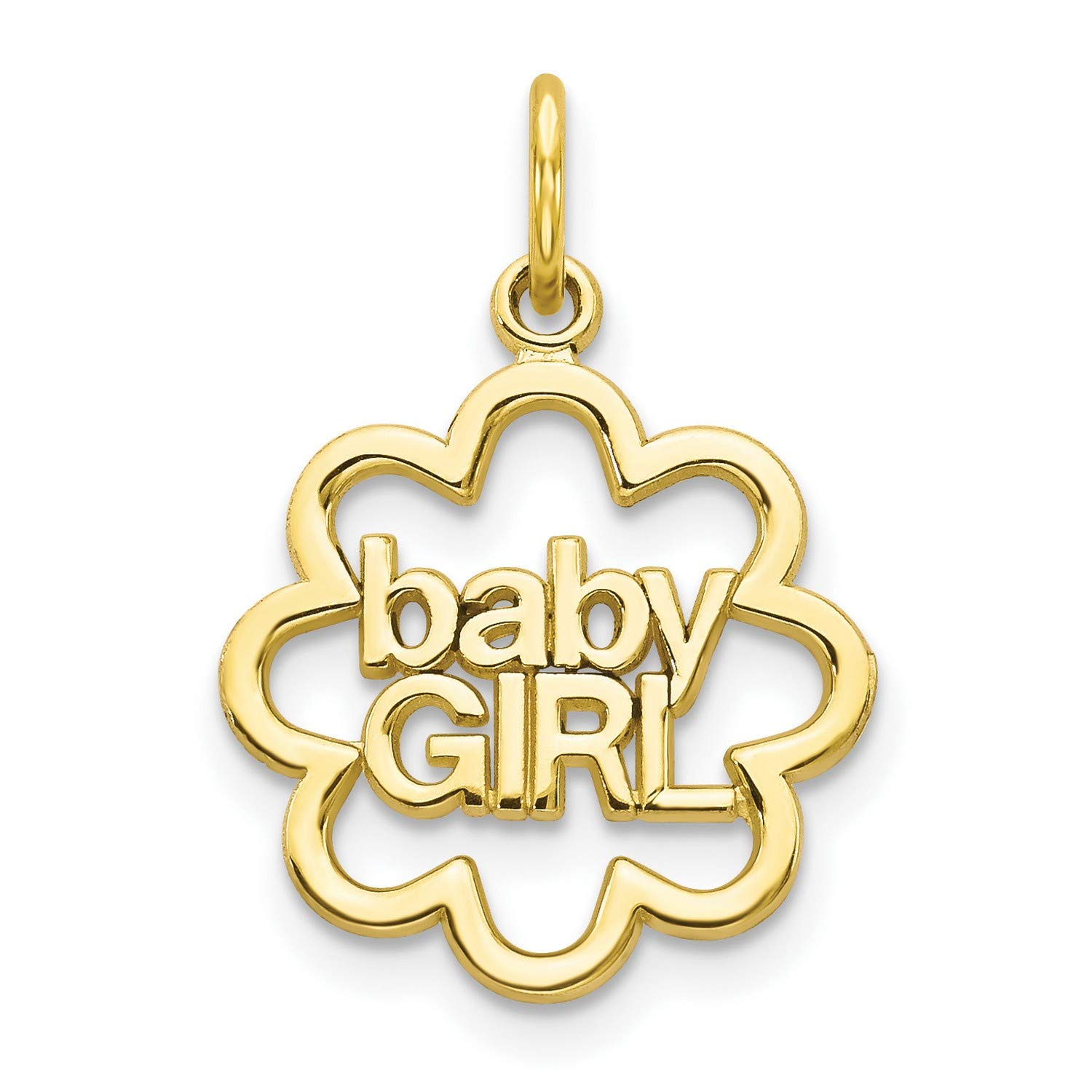 10k Yellow Gold Baby Girl Charm Pendant - 22mm x 16mm Heart-Shaped Keepsake for Newborns, Christening Gifts & Baby Jewelry Collections - Perfect for Bracelets, Necklaces & Memory Keepsake Boxes