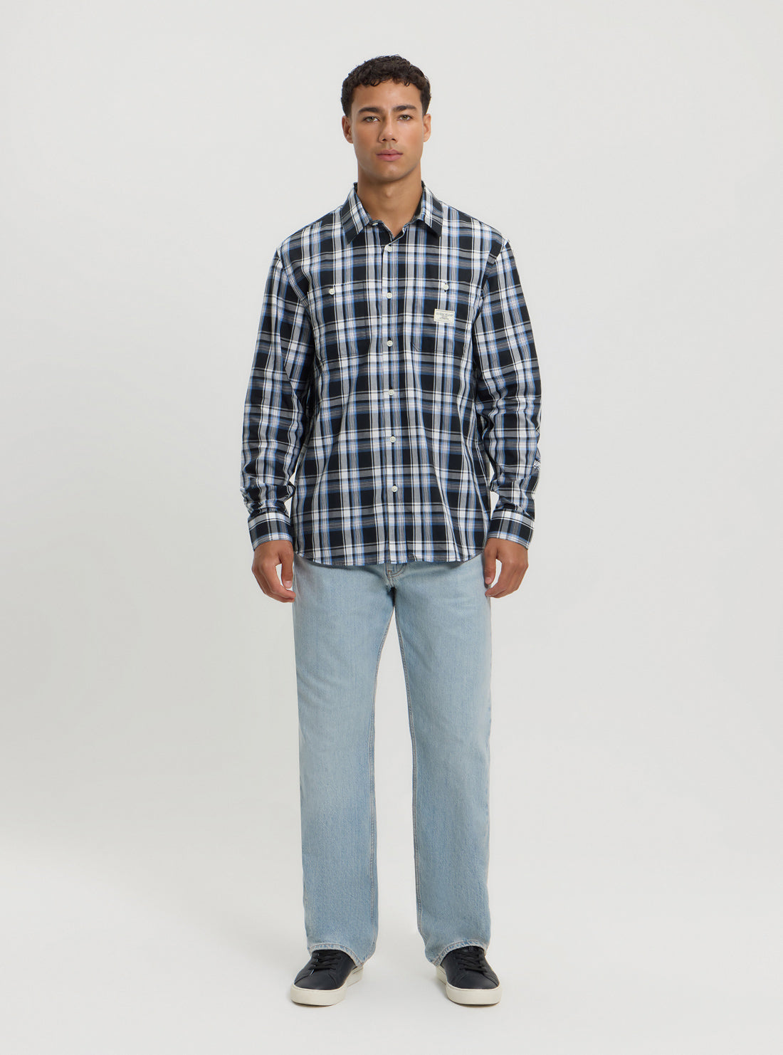 Guess Blue Stripe Denim Shirt for Women | Casual Button Down Shirt | Perfect for Office, Date Night & Weekend Outfits