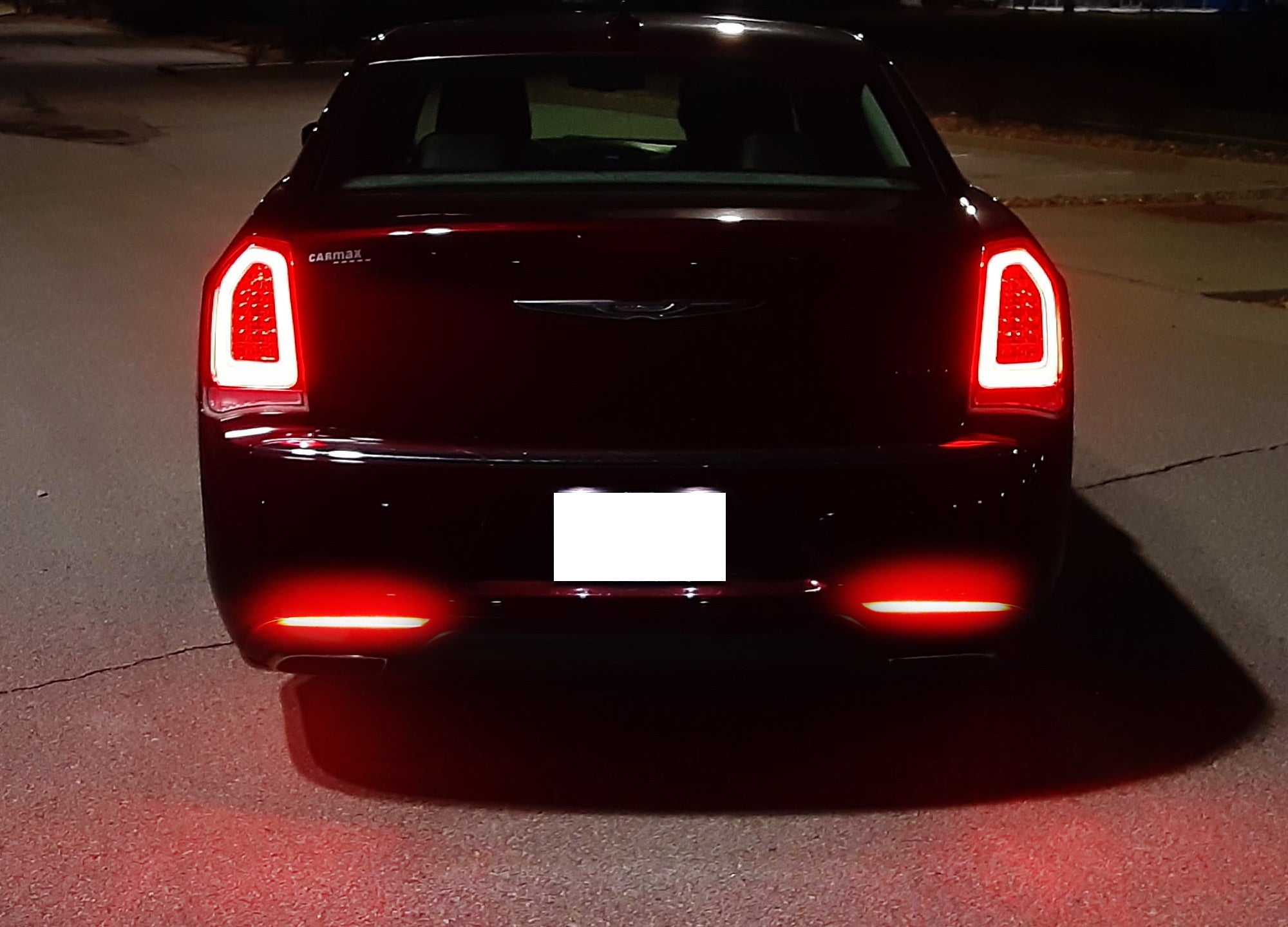 Dark Smoked Lens Full LED Rear Bumper Reflector Lights for 2015-2023 Chrysler 300 - Upgrade Your Car's Style & Safety at Night