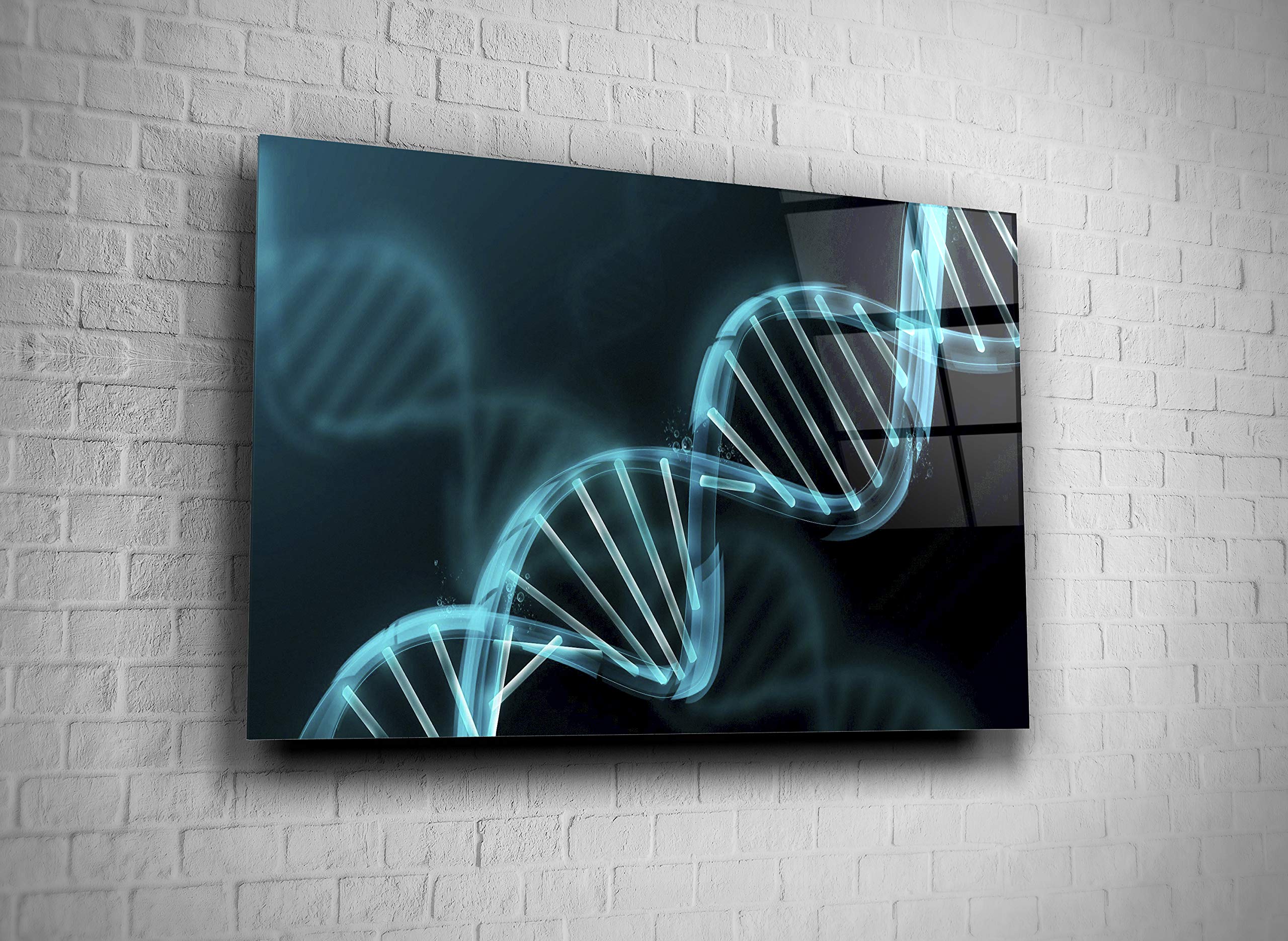 DNA Molecule Genetics Science Digital Print Tempered Glass Canvas Wall Art - Modern Home, Office & Hotel Decor - Unique Gift Idea (11x16.5 Inches) - Perfect for Science Labs, Classrooms & Contemporary Spaces